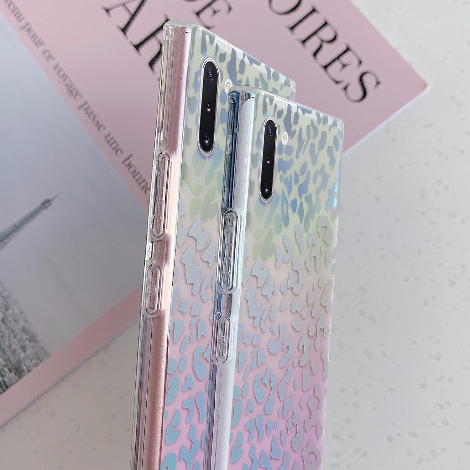 J.west Funda para Galaxy Note 10 de 6.3 pulgadas, delgada, mate, estampado de leopardo, guepardo suave, TPU a prueba de golpes, funda protectora