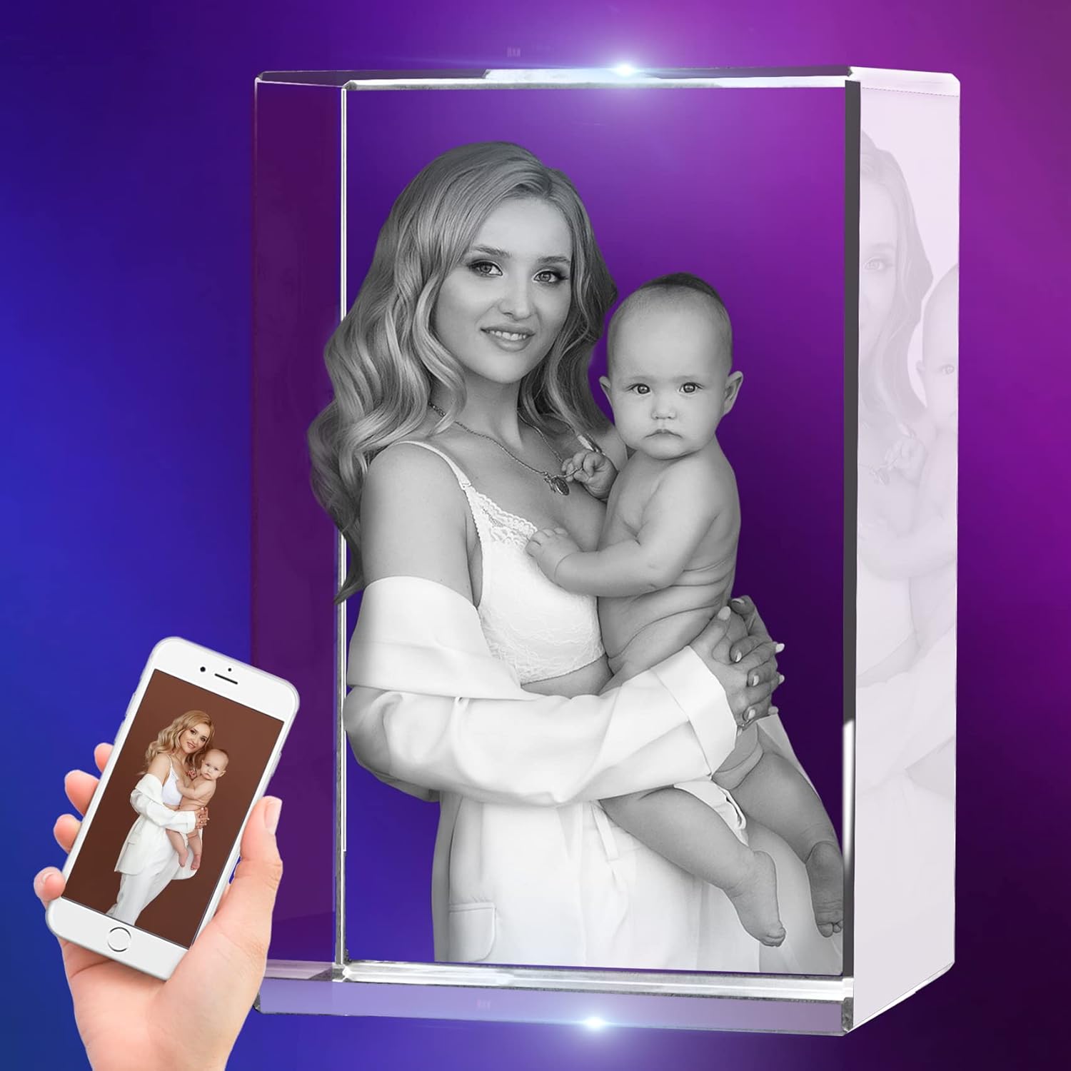 OARSE Imagen de cristal personalizada con fotos de cristal 3D en cubos de vidrio personalizada 3D grabado grabado grabado de cristal imágenes de