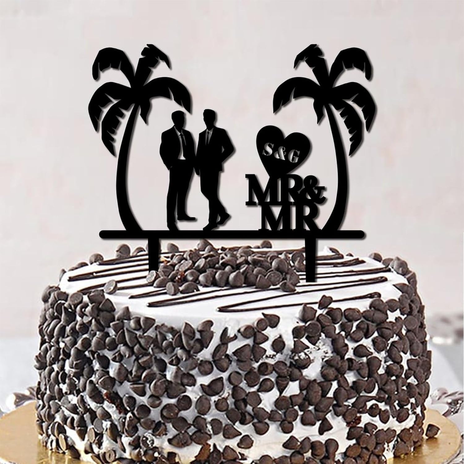 Decoración para tartas tropicales de Mr & Mr para parejas gay, regalo de boda para parejas homosexuales, decoración de cupcakes para compromiso,