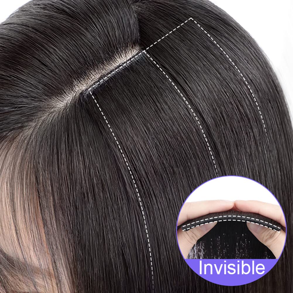Peluca para la frente sin costuras, 2 piezas, extensión de flequillo con clip, recta, esponjosa, para mujeres con cabello fino (9.8 in, marrón