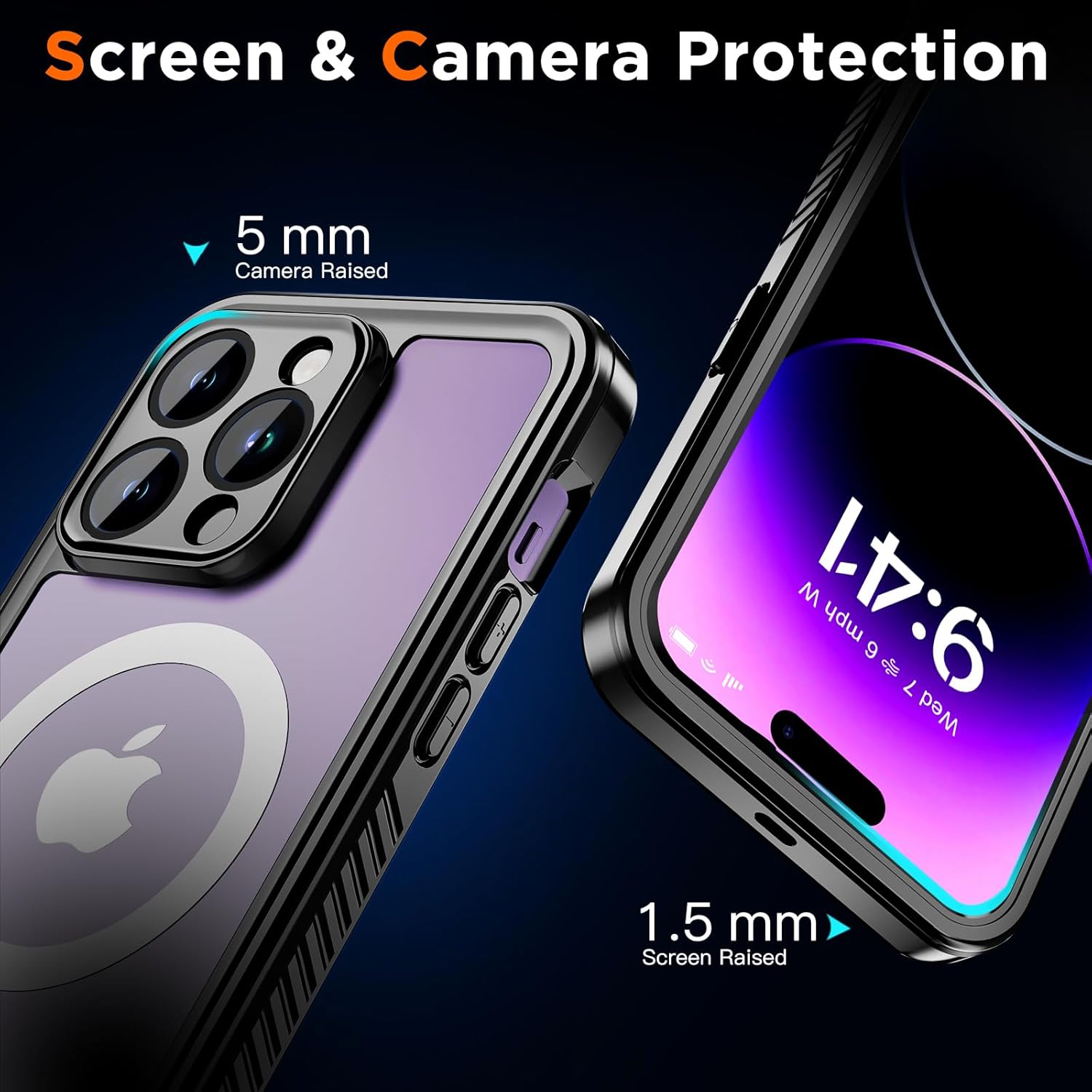 Beasyjoy Funda impermeable para iPhone 14 Pro Max con Magsafe, funda magnética resistente con protector de pantalla integrado, 360 grados de