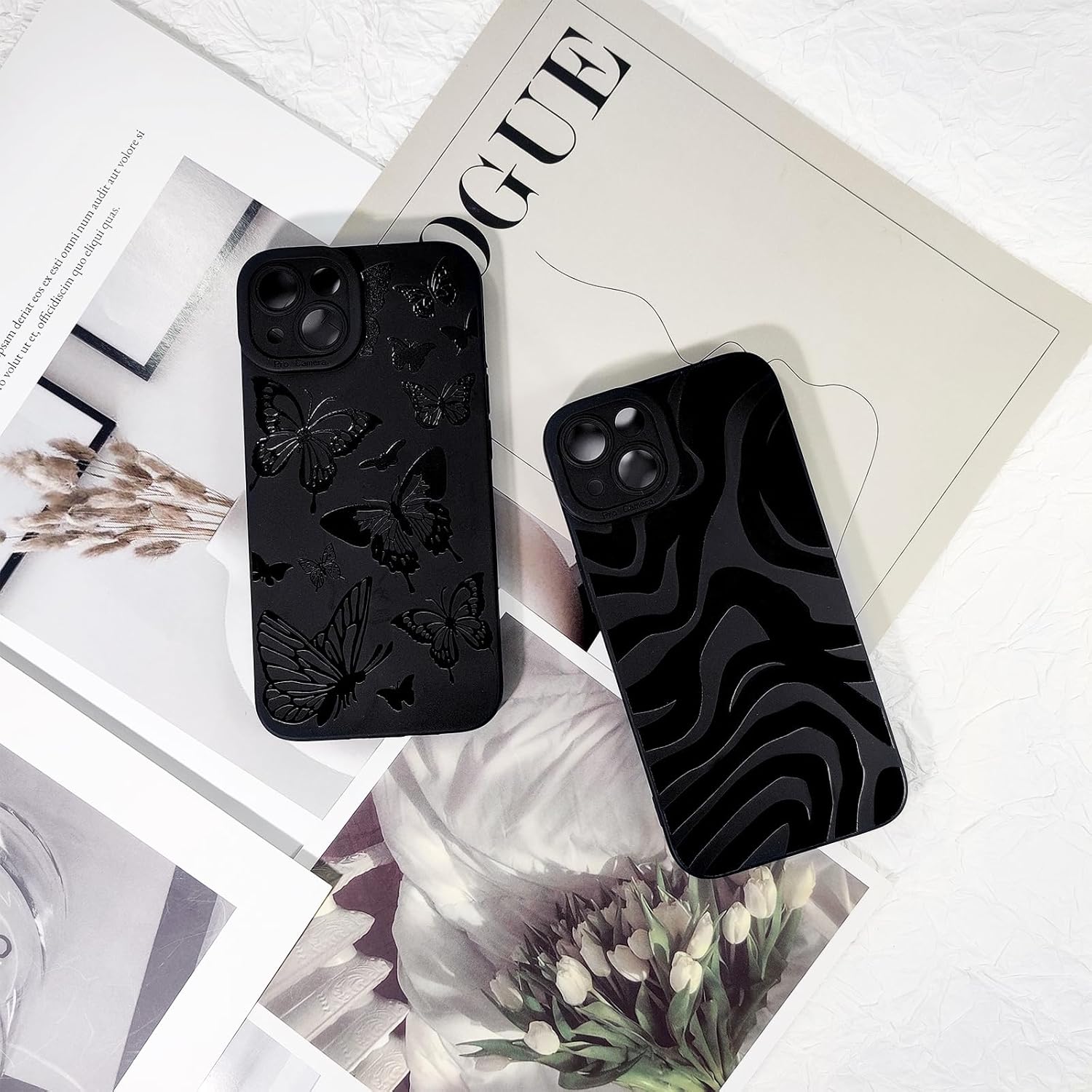 Funda compatible con iPhone 13, diseño de mariposa negra para niñas y mujeres, TPU suave a prueba de golpes, para iPhone 13, mariposa