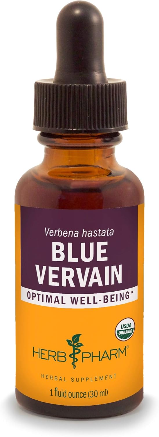 Herb Pharm Extracto líquido de verbena orgánico certificado, azul, 1 onza líquida