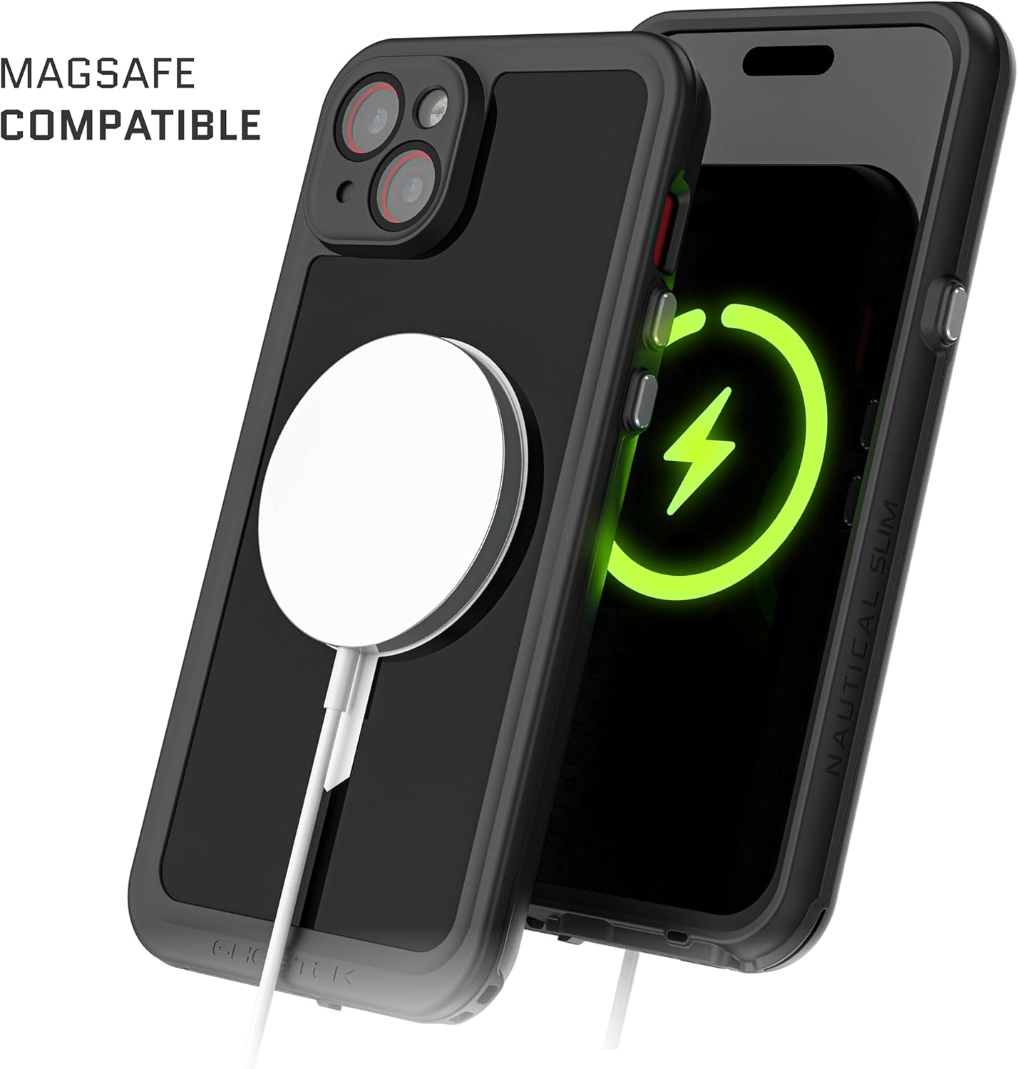 Ghostek Nautical Slim – Funda impermeable para iPhone 15 Plus, protector de pantalla y protector de cámara integrados, compatible con accesorios