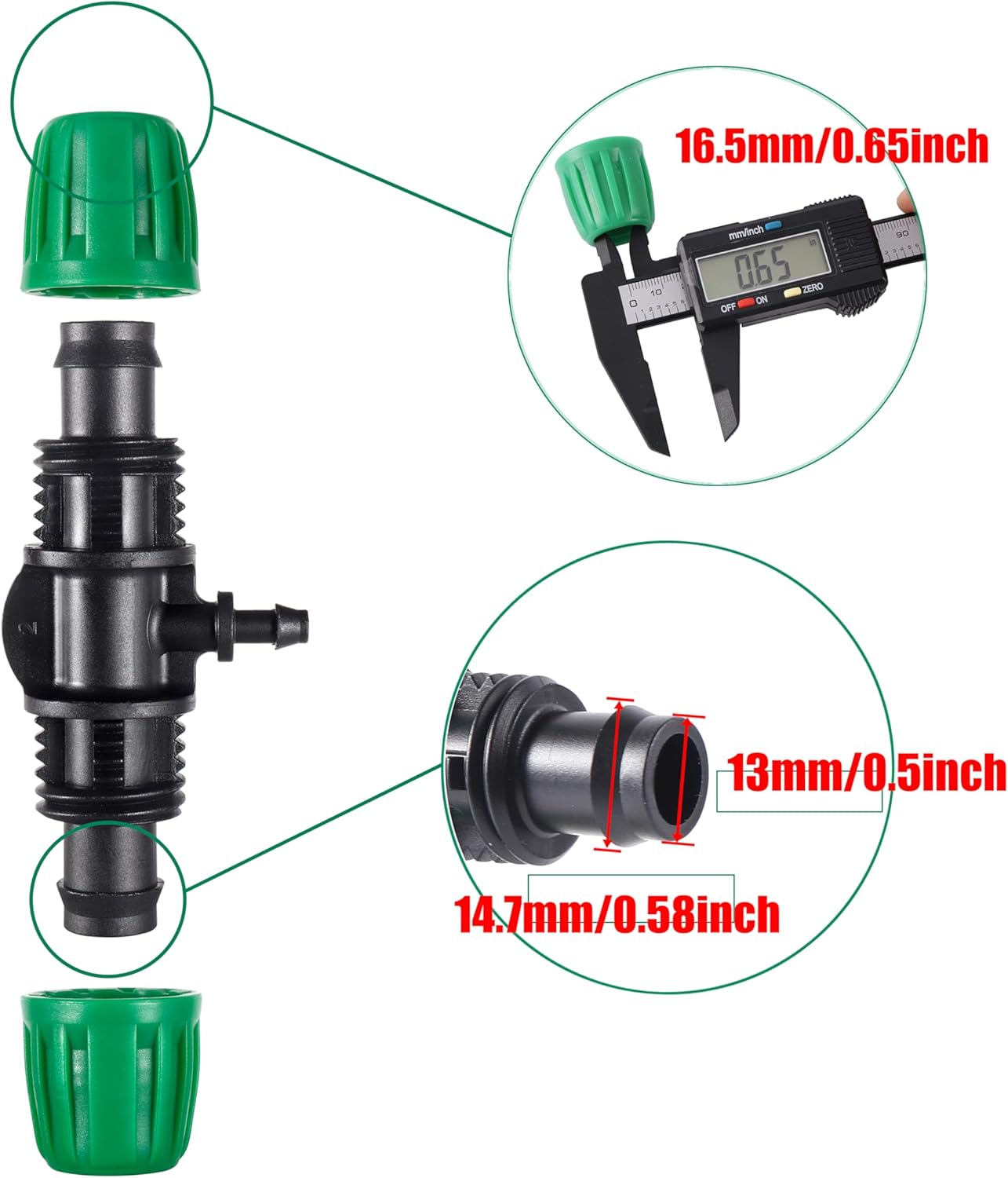 10 piezas de tubo de púas de 12 pulgada (12 pulgada de diámetro interior x 0.6-0.63 pulgadas de diámetro) de 0.630 in a 14 pulgadas, tubo de riego