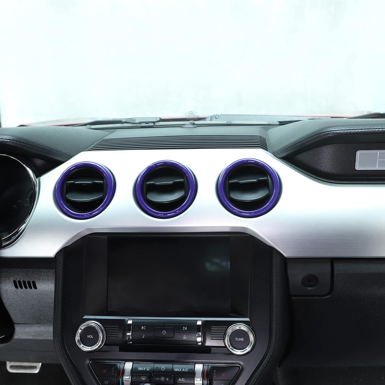 RT-TCZ Anillo de cubierta de ventilación de salida de aire acondicionado de consola central, accesorios interiores para Ford Mustang 2015-2022, 3