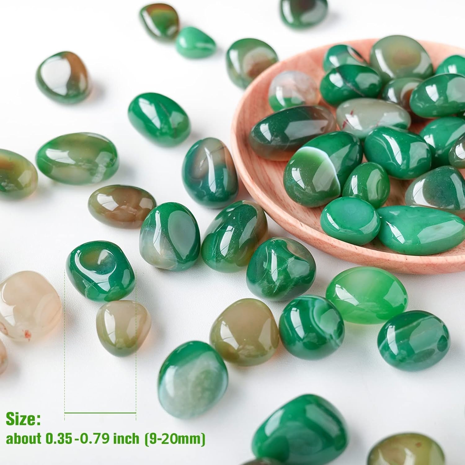 Halatool Green Pebbles – Bolsa a granel de 6 libras de 0.35 a 0.6 pulgadas, piedra pulida decorativa para acuario, grava decorativa y pulida,