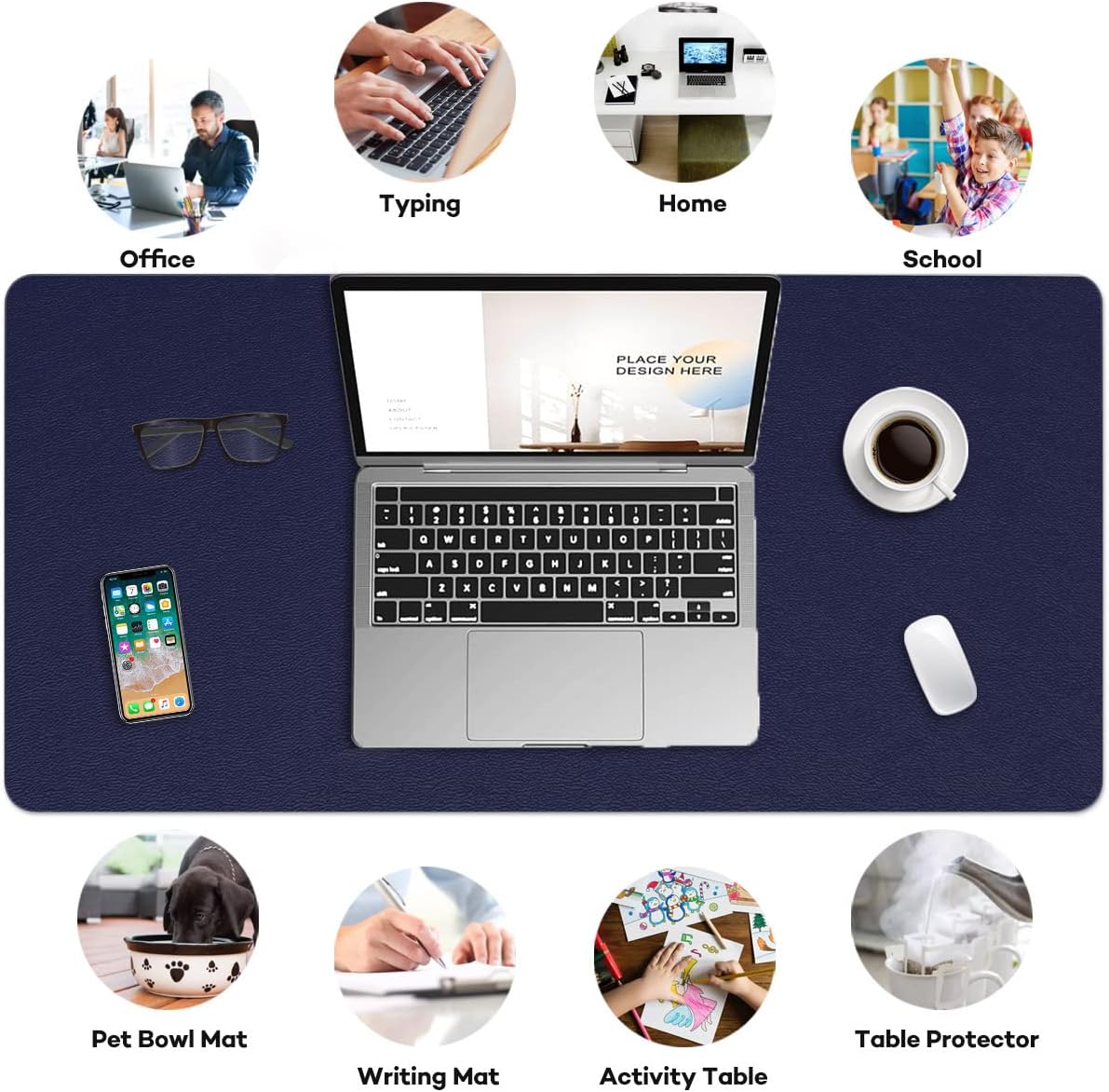 ProValley Alfombrilla antideslizante de piel de PVC impermeable para escritorio, protector para mesa de escritorio en la parte superior de los