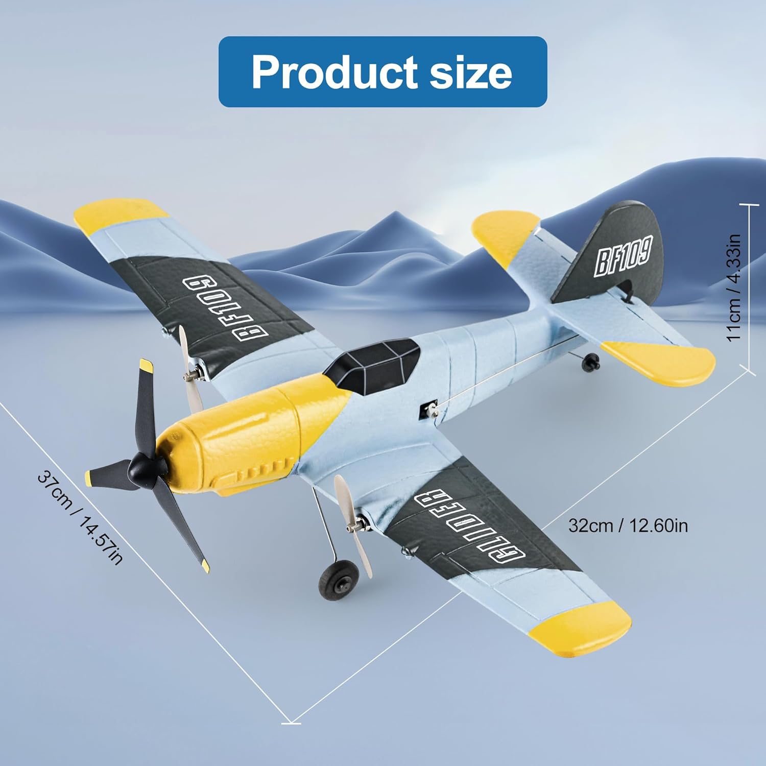 Avión RC BF-109 de 3 canales, 2.4 GHz, estabilizador de giroscopio de 6 ejes RTF, avión planeador o principiantes adultos niños con sistema de