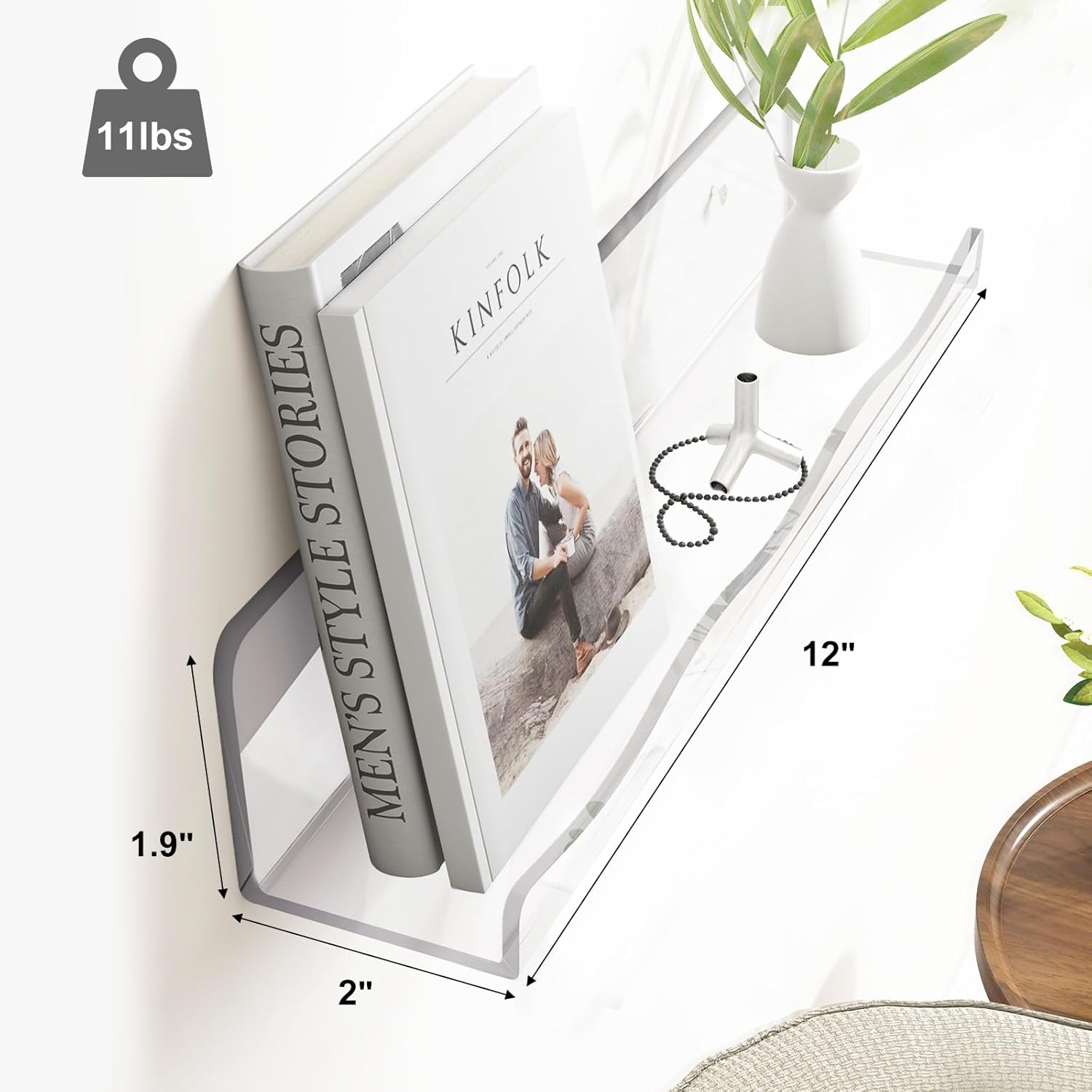 Fixwal Estantes flotantes de acrílico transparente para pared, estante de disco de vinilo, juego de 4, soporte para discos de acrílico transparente