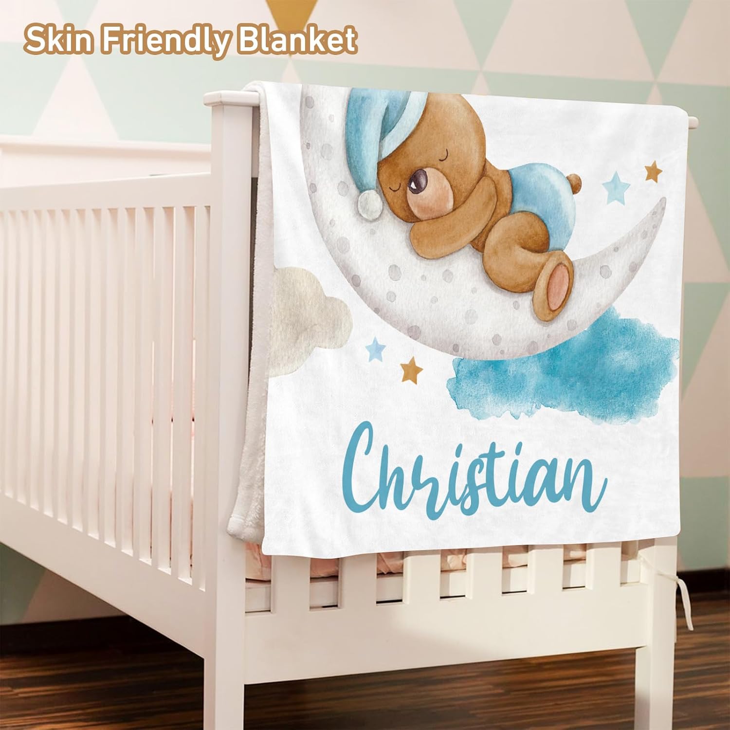 Juego de ropa de cama personalizado para cuna juego de guardería con nombre personalizado y tema impreso, juego de cuna de 5 piezas suave y seguro