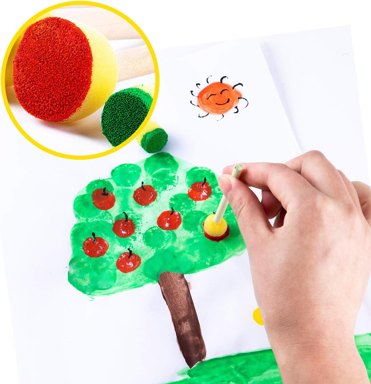 24 esponjas de pintura para niños, pinceles de esponja redondos de varios tamaños para pintar, pinceles de espuma para pintar, herramientas de