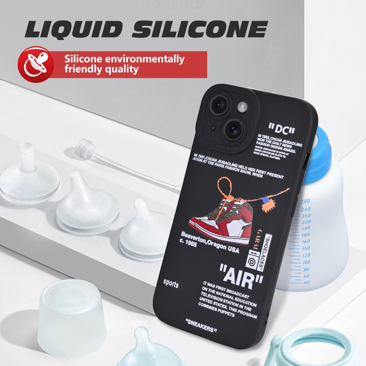 Funda compatible con iPhone 15, marca de zapatos deportivos con diseño creativo pintado de silicona suave, a prueba de golpes, para iPhone 15 de 6.1