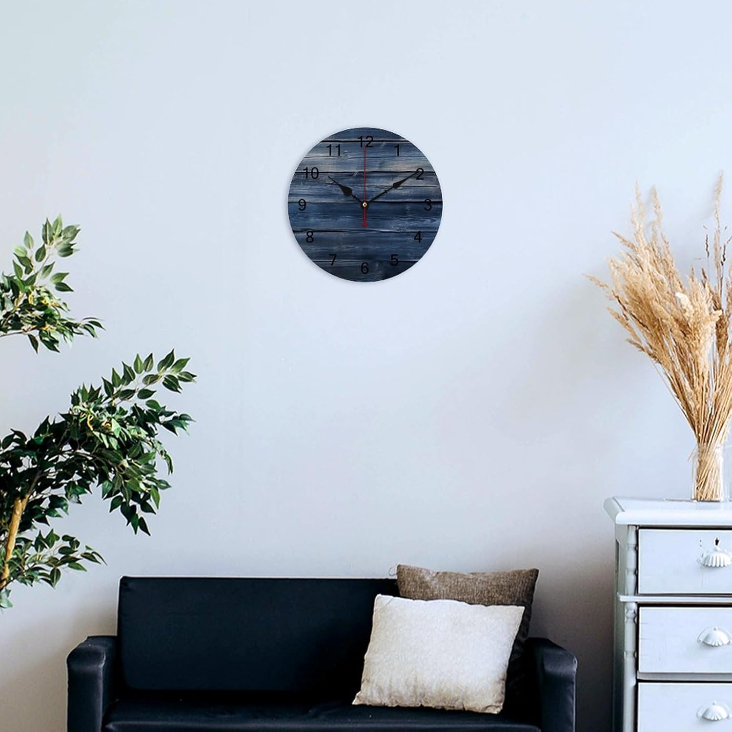 Relojes de pared de 12 pulgadas para sala de estar, reloj de pared silencioso a pilas, reloj de madera rústica de granja, fácil de leer, decoración