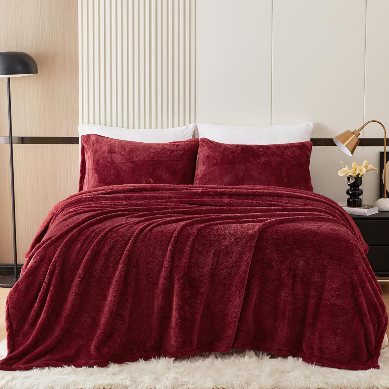YIYEA Juego de sábanas para cama individual  Juego de sábanas de franela de pelo sintético ultrasuave de lujo  Sábanas de vellón lanudo mullido