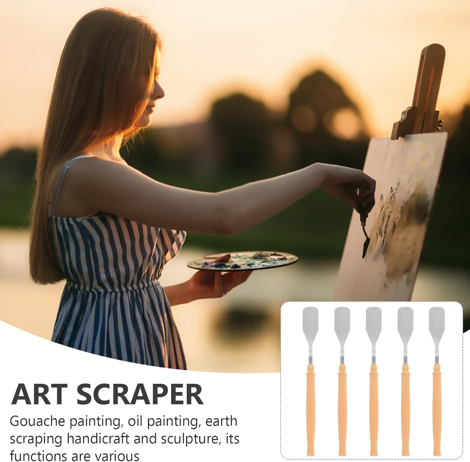 Gadpiparty espátula de acero inoxidable espátula para pintura al óleo acrílico mezcla de color artista herramientas de arte suministros espátula de