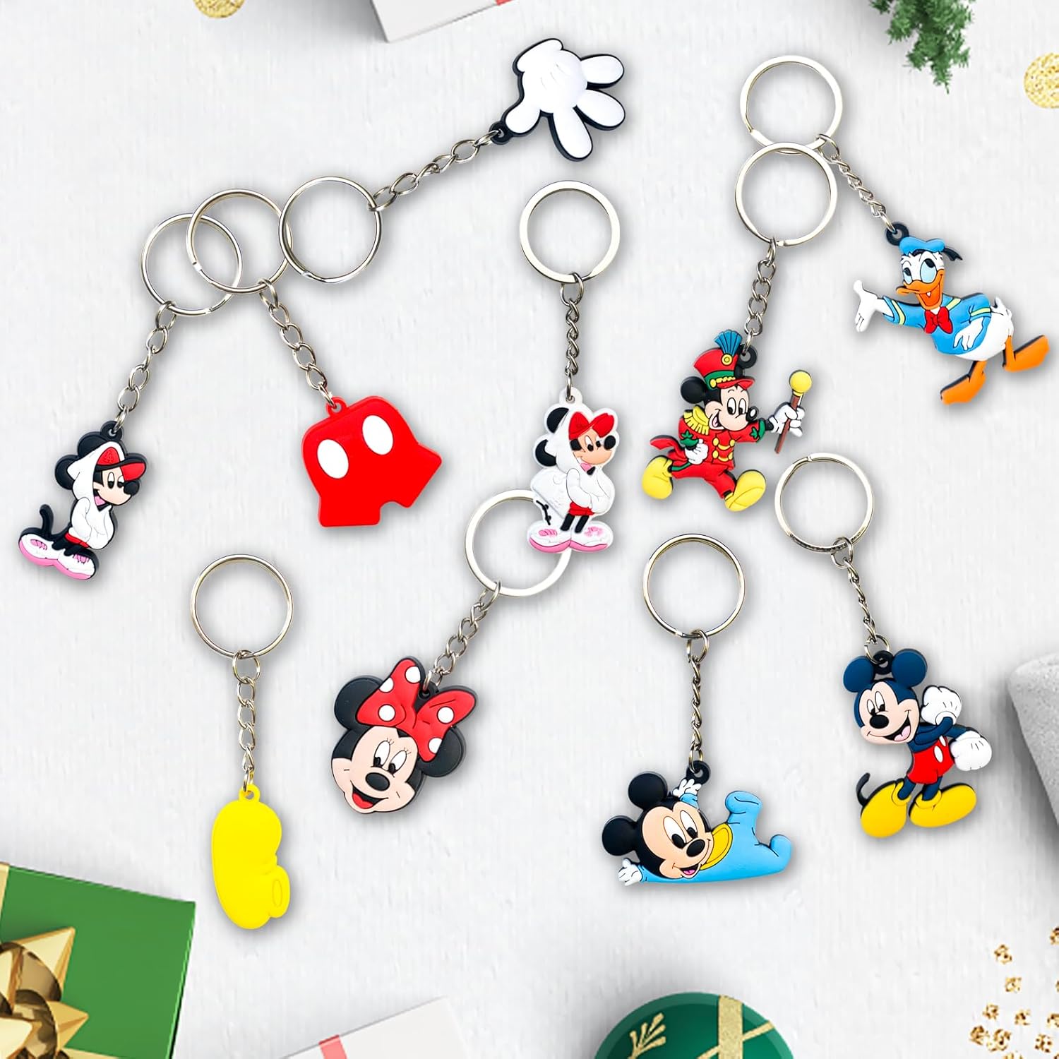Llavero de dibujos animados, lindo llavero de silicona para regalo de adultos (10 piezas de ratón)