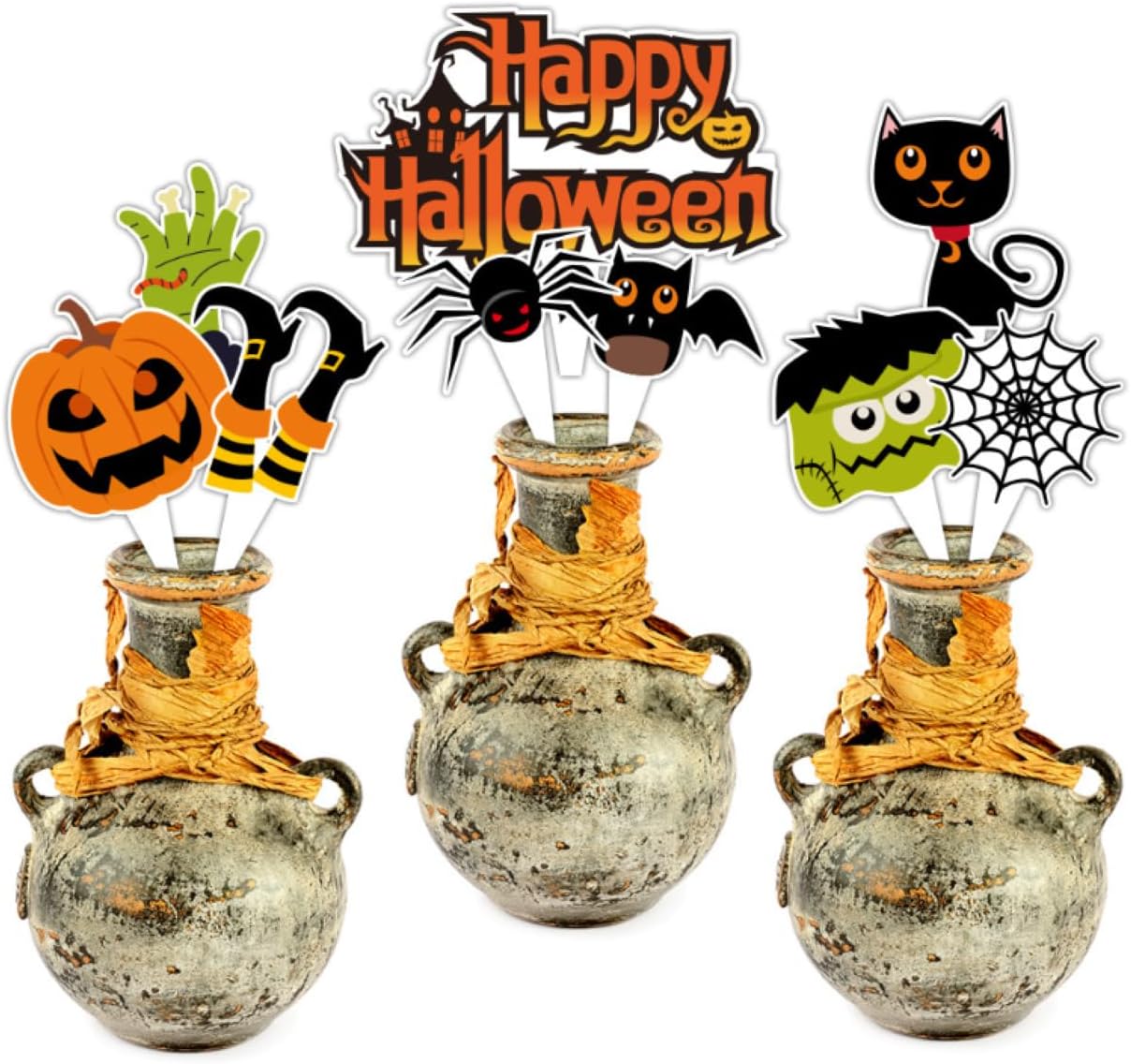 Juego de suministros de globos para fiesta de Halloween, incluye adornos para cupcakes, accesorios para fotos de selfies, pancarta de Halloween,