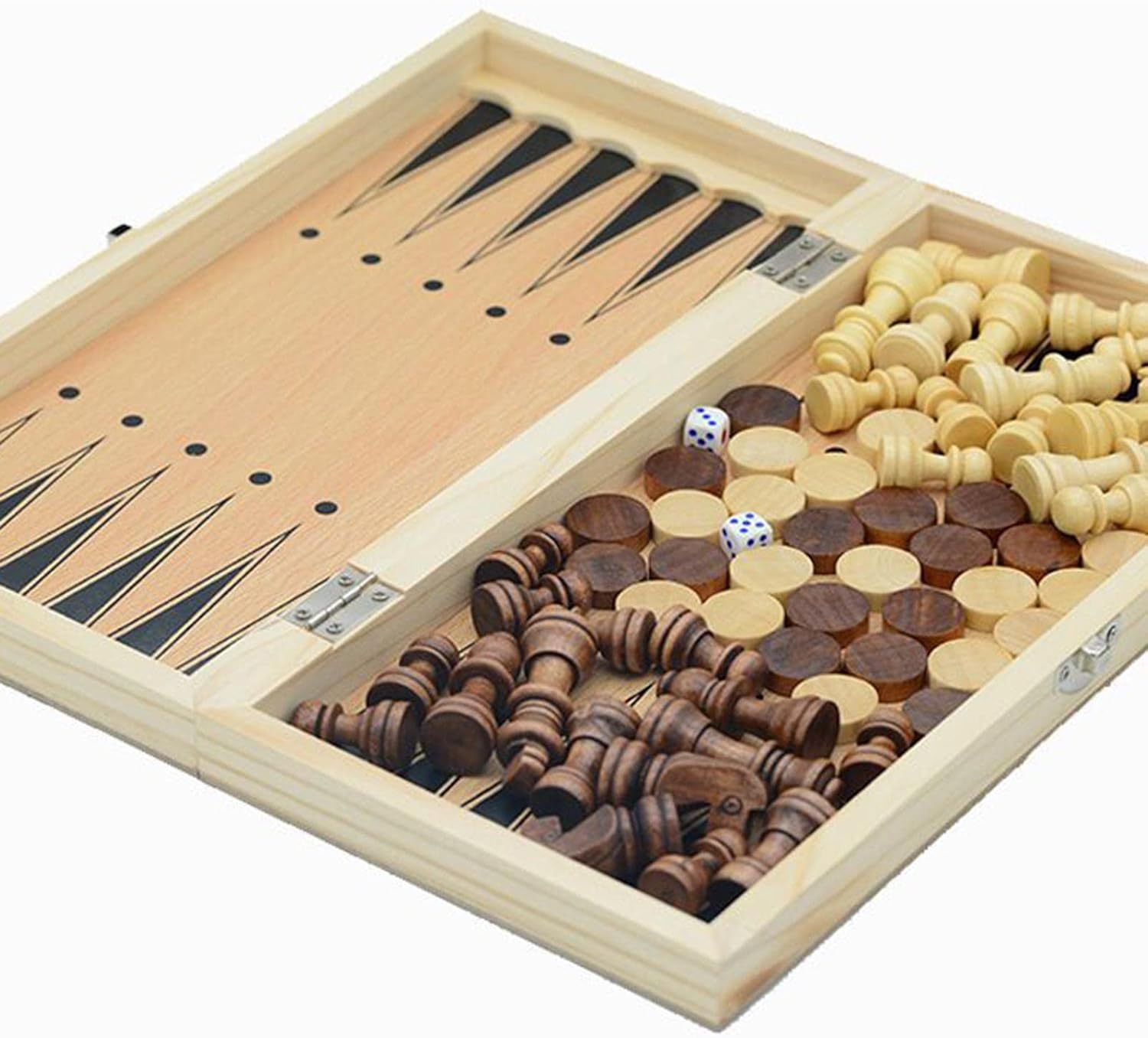 Yiju Juego de ajedrez 3 en 1, tablero plegable, portátil, ligero, estuche de viaje, ajedrez, damas, juegos de backgammon para principiantes, juegos