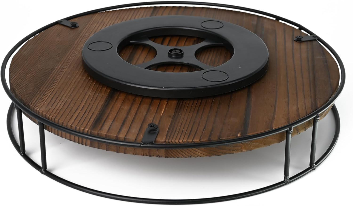 Organizador de tocadiscos de madera de 12.5 pulgadas Lazy Susan para mesa, encimera, gabinete, despensa, cocina, ordenado y organizado (carbonizado)