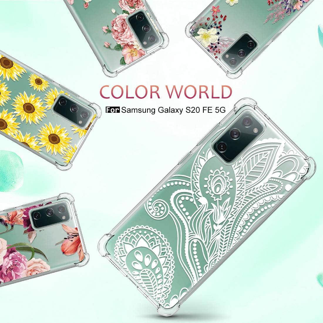 Osophter funda flexible para Samsung Galaxy S20 FE 5G, diseño floral, para niñas y mujeres, absorción de golpes, de goma de poliuretano termoplástico