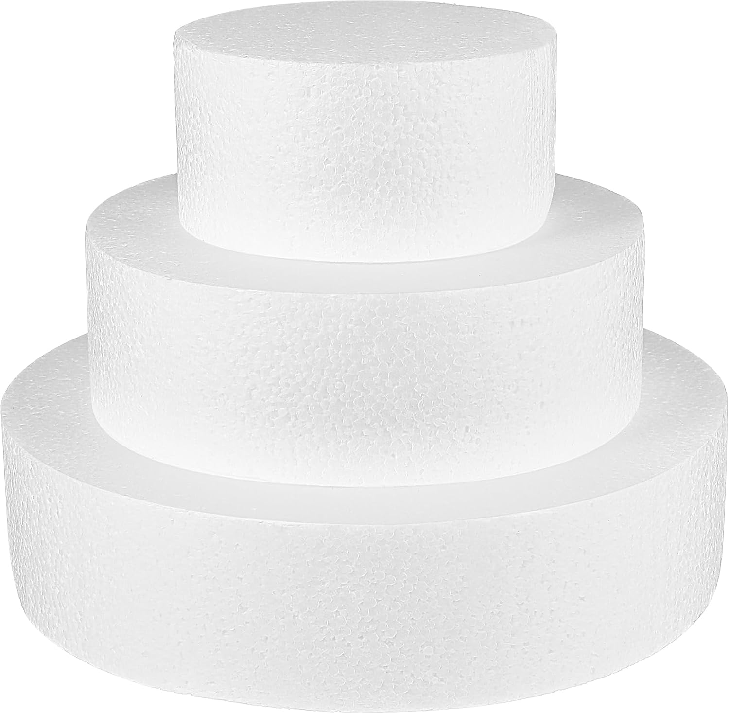 Abaodam Juego de 3 niveles redondos de espuma para tartas, molde de decoración de tartas, modelos de pastel de espuma para boda, cumpleaños,