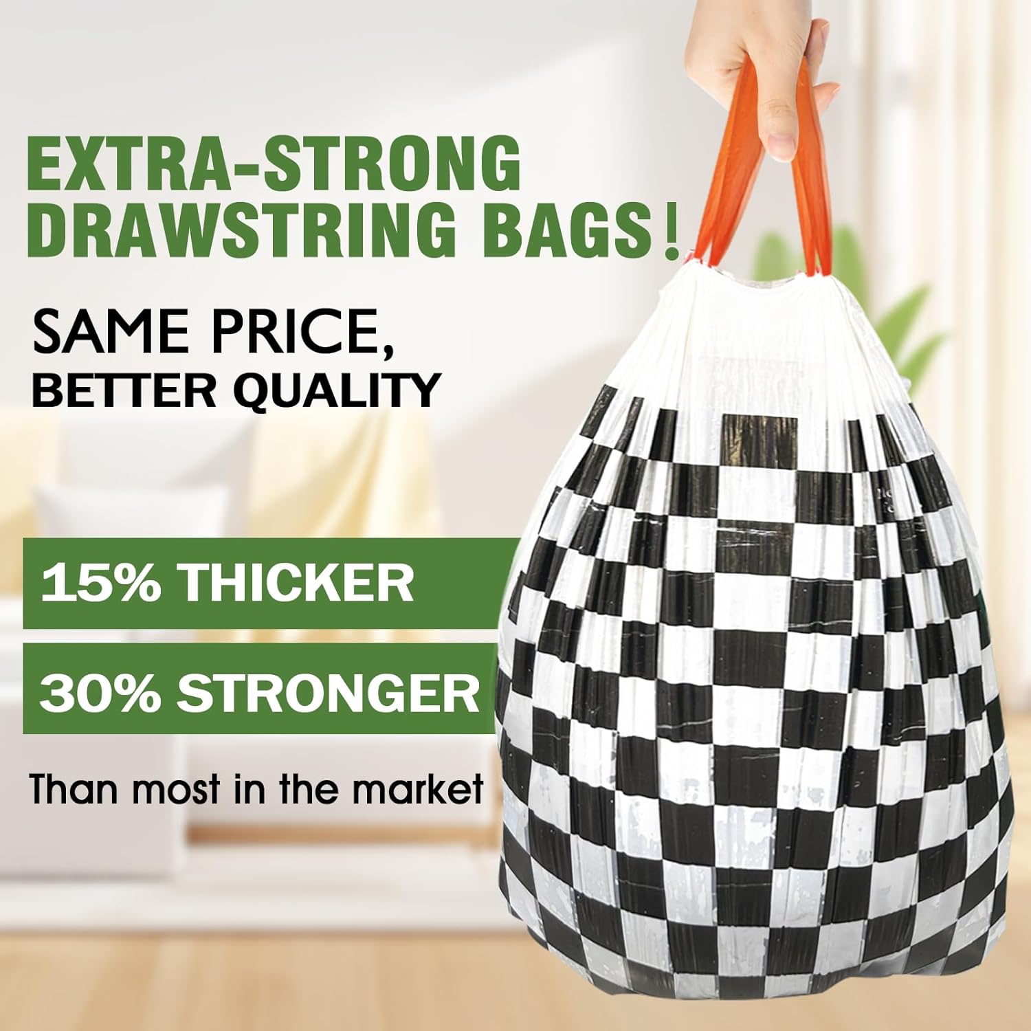GloDeals – Bolsas de basura pequeñas de 2 galones, bolsas de basura pequeñas con cordón, 120 bolsas de basura duraderas pequeñas para baño, cocina,