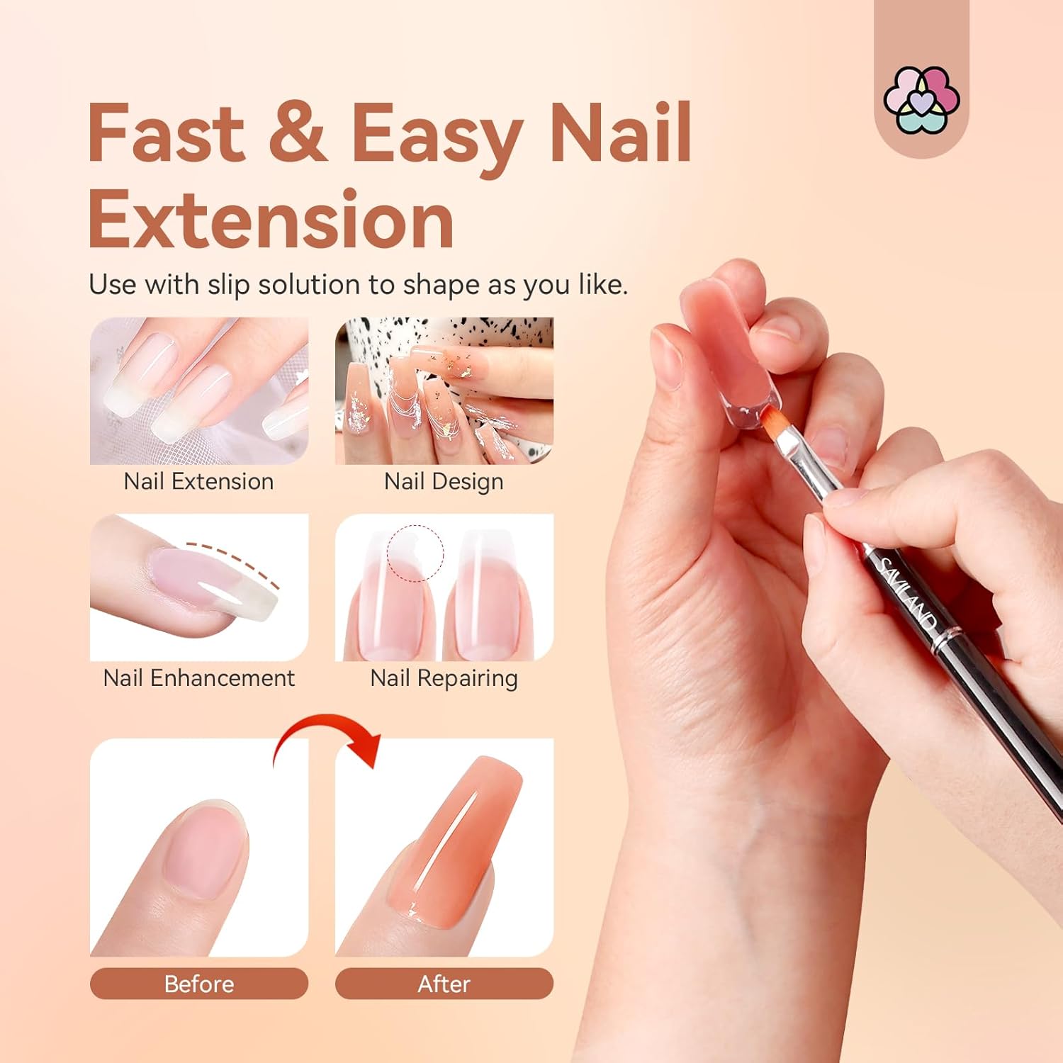 Saviland Kit de gel de extensión de uñas de polivinílico de 20 colores, colección clásica de color rosa nudes, kit de uñas de gel de larga duración