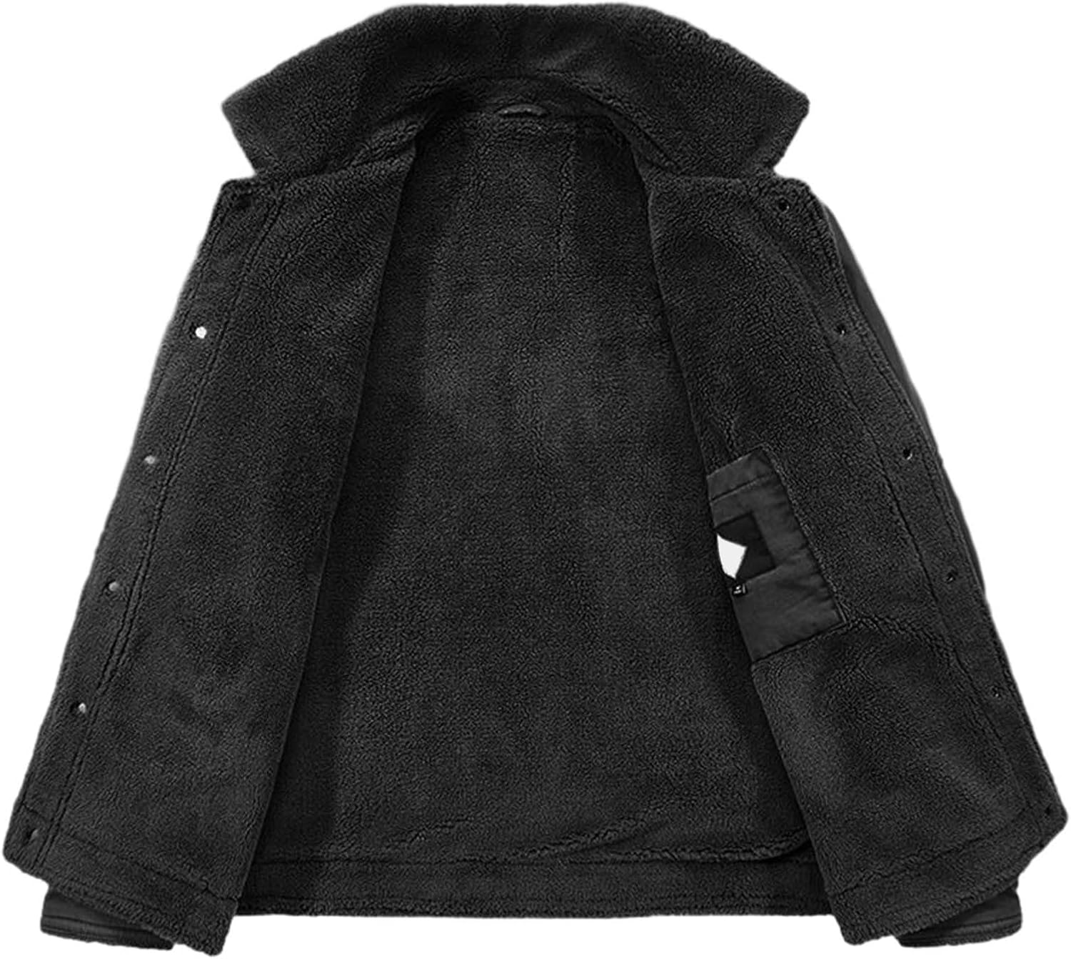 Chaqueta de algodón para hombre, con forro polar, cálida, color sólido, casual, con broches de presión, con múltiples bolsillos