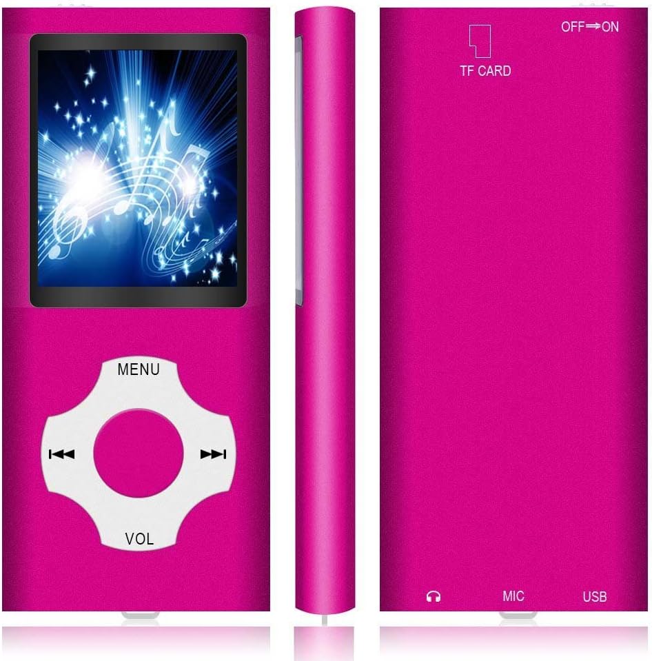 Hotechs – Reproductor de MP3  MP4, reproductor de música MP3 con tarjeta SD de 32 GB Slim Classic Digital LCD pantalla de 1.82 pulgadas, mini puerto