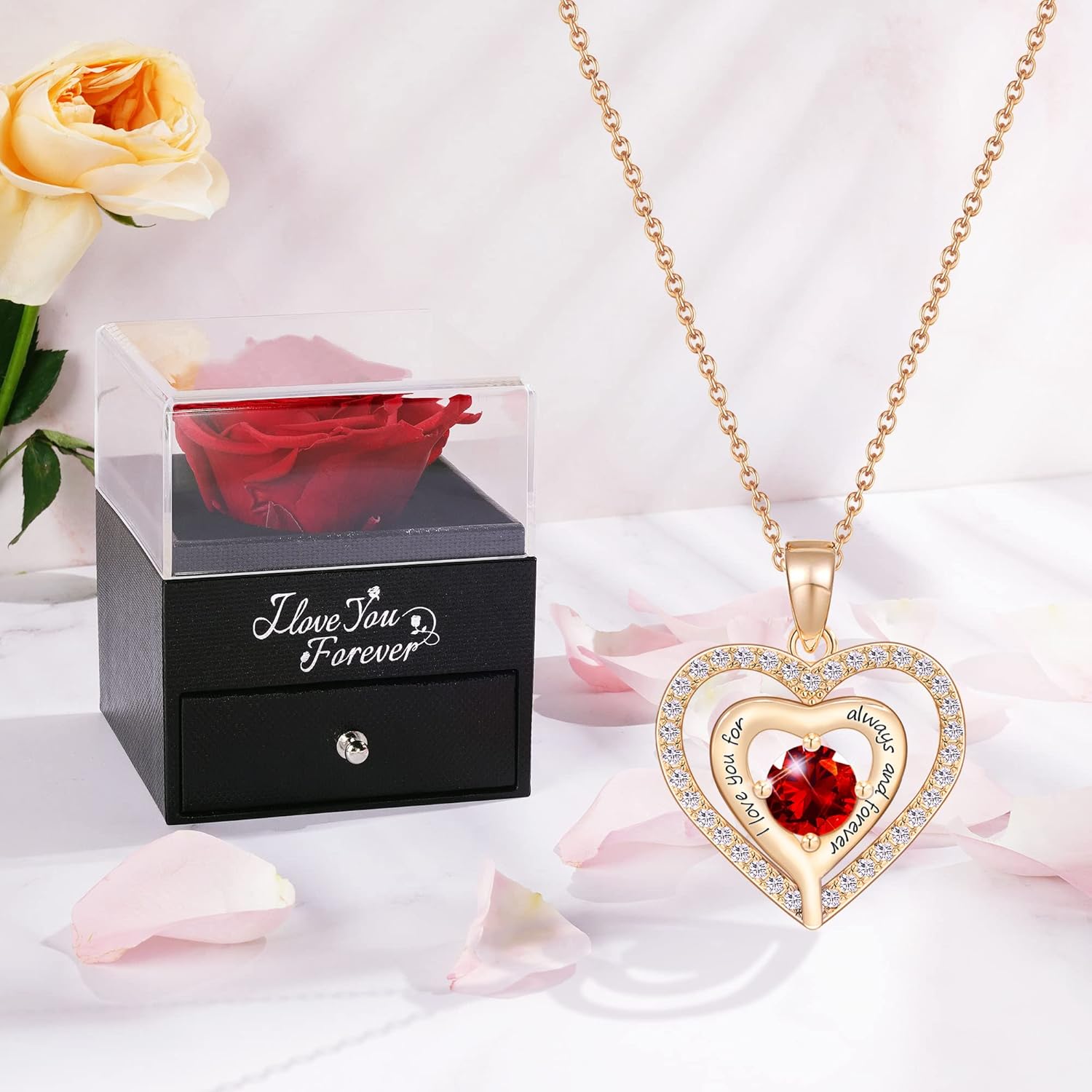 HiStock Regalos para mamá de hija, hijo, rosa roja preservada con pulseras para mujeres, regalos para mamá, esposa, novia, día de la madre, día de