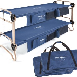 Disc-O-Bed Cam-O-Litera grande de 79 x 28 pulgadas cama doble plegable portátil con 2 organizadores y 2 bolsas de transporte azul marino Disc-O-Bed Cam-O-Litera grande de 79 x 28 pulgadas cama doble plegable portátil con 2 organizadores y 2 bolsas de transporte azul marino