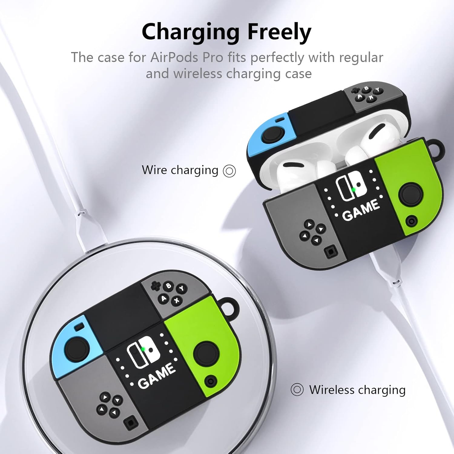 KOREDA Funda compatible con AirPods Pro de 12 generación, funda de diseño de juego Cool Switch para AirPods Pro, bonita funda de silicona de dibujos