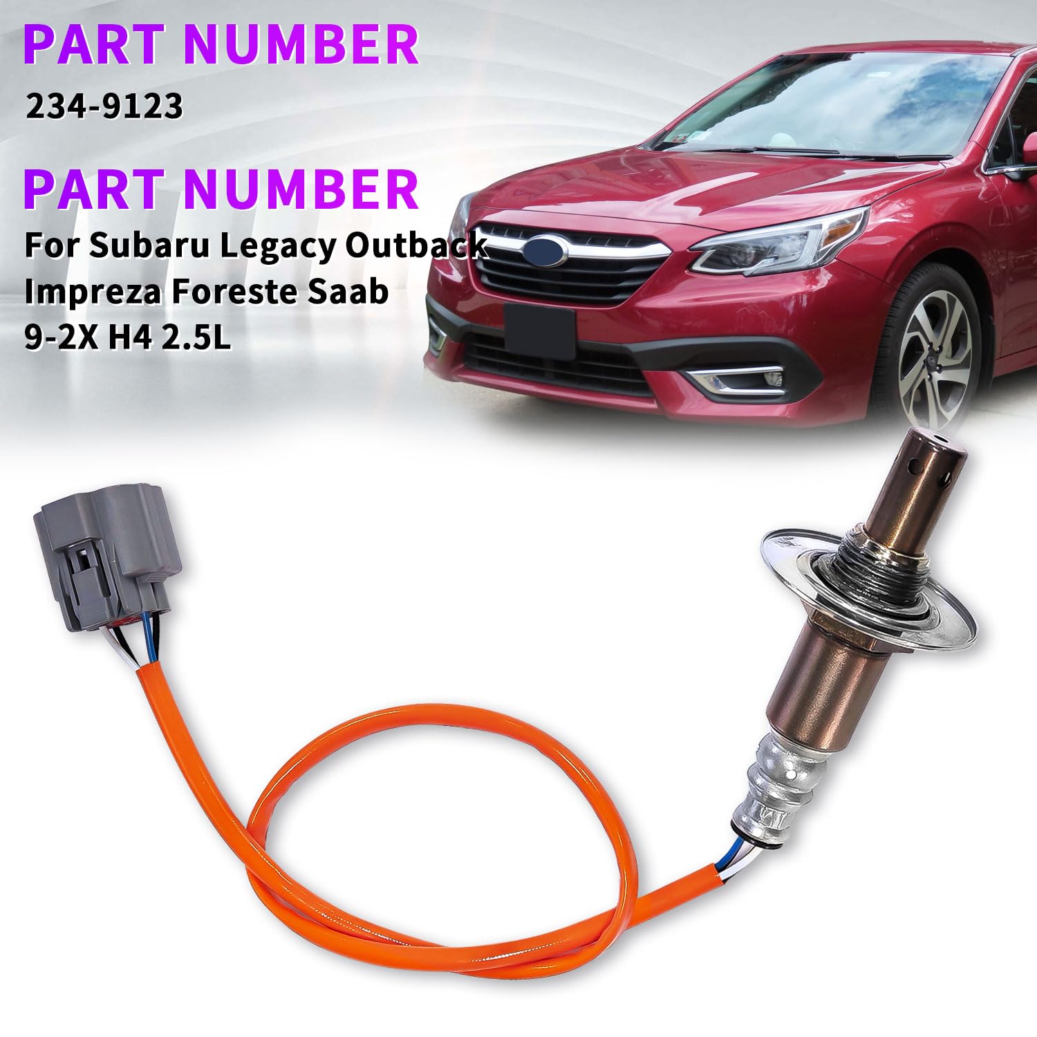 Archaic Sensor de oxígeno O2 con relación de combustible de aire 234-9123 compatible con Subaru Legacy Outback Impreza Foreste Saab 9-2X H4 2.5L