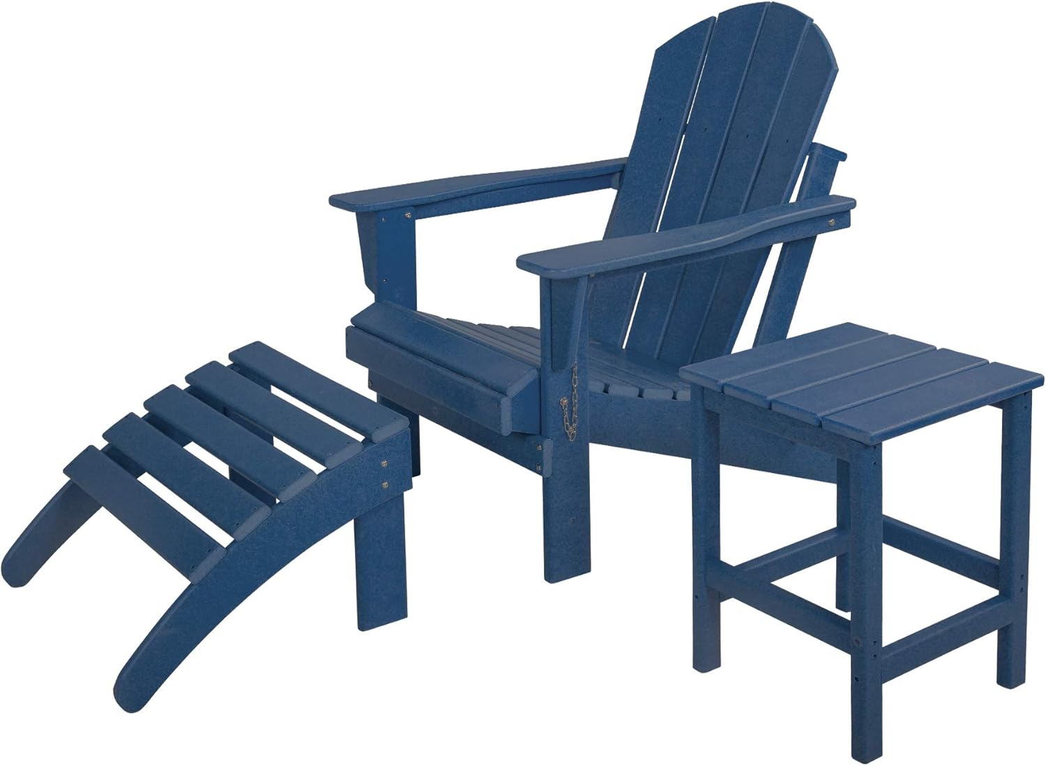 WestinTrends Malibu – Sillas de salón para exteriores, juego de 3 sillas Adirondack con otomana y mesa auxiliar, silla plegable de madera de