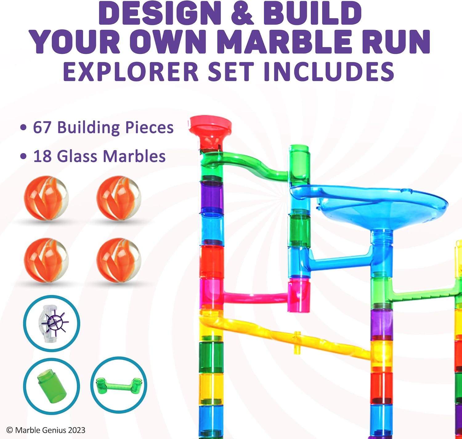 Marble Genius Marble Run Maze Track Toys – 85 piezas, juegos de mesa para niños de 4 a 12 años, juguetes para adultos, adolescentes y niños