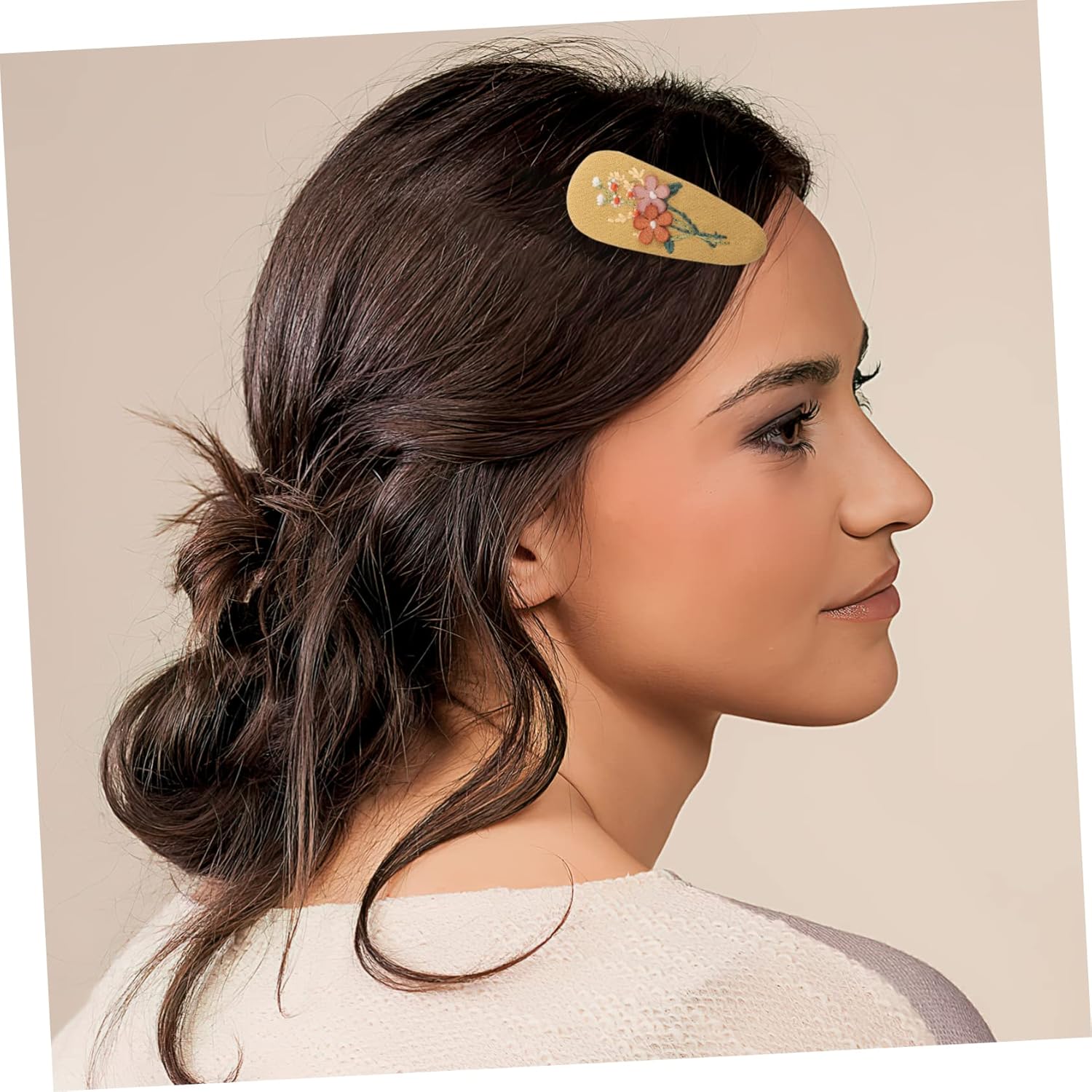 Abaodam 2 pares de pasadores para el pelo de niña, pinzas para el cabello para pasadores para cabello fino, vintage snap bang tela flor horquilla