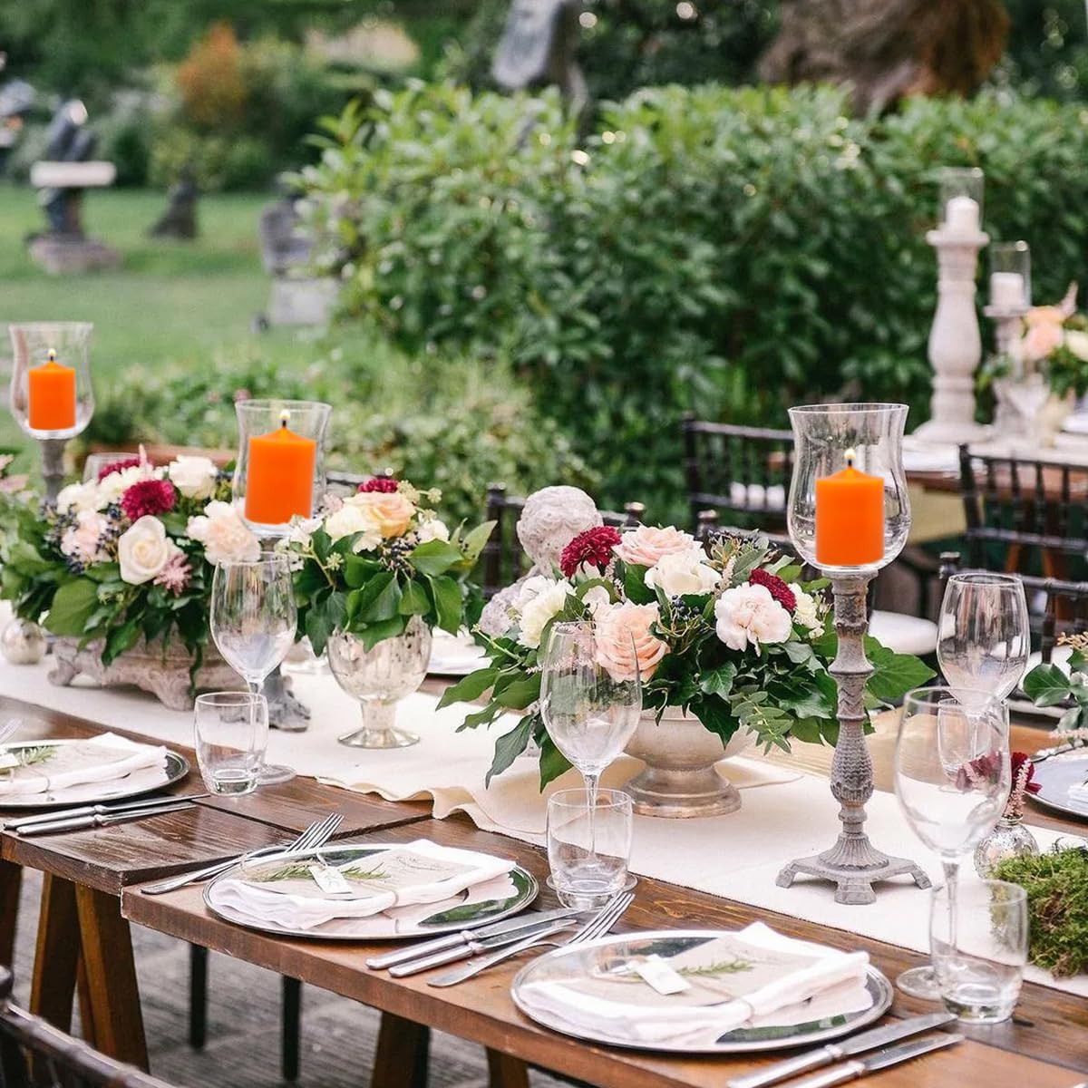 Velas votivas naranjas de 12 horas, velas de cera sin perfume de 2.0 pulgadas para bodas, fiestas, vacaciones y hogar, 24 paquetes