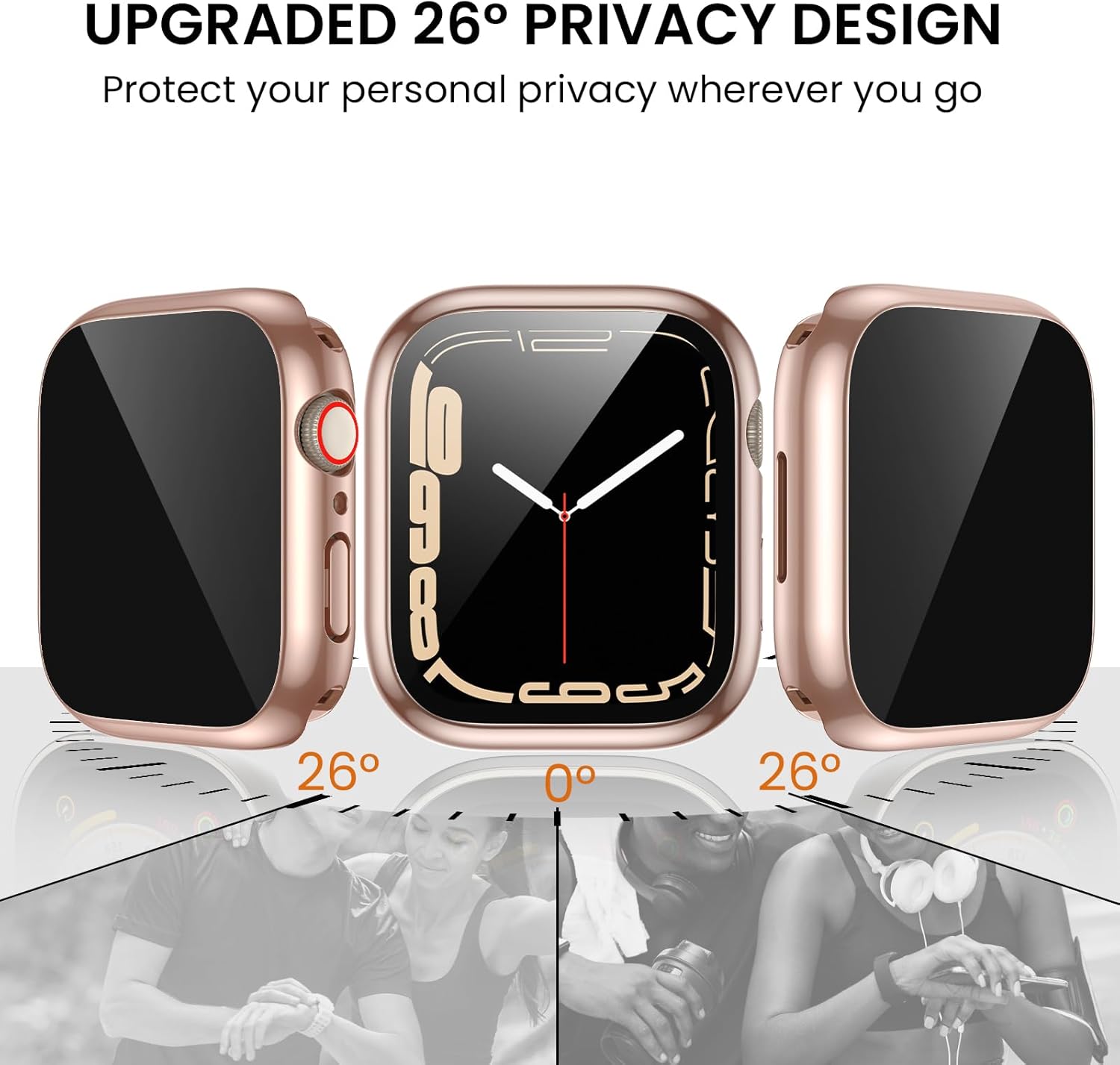 Tensea Funda protectora de pantalla impermeable para Apple Watch (2 en 1) para Apple Watch, serie SE 6, 5, 4, 1.575 pulgadas, iWatch PC, película de