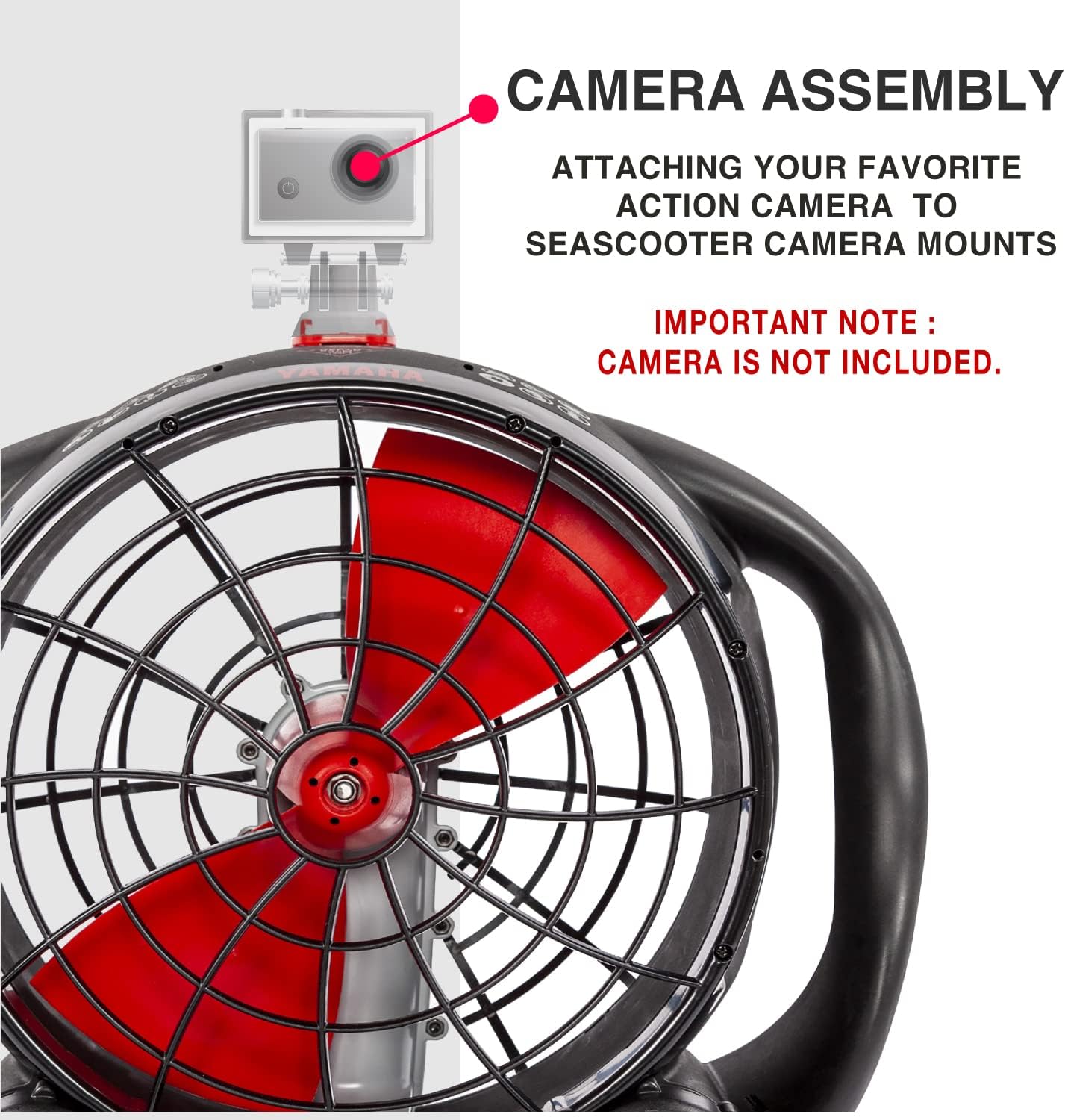 Yamaha Seascooter SeaJet – SeaScooter de buceo submarino, rotor rápido y potente con control de 3 velocidades, compacto y fácil de usar, negrorojo