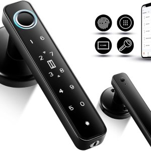 Pomo de puerta de huellas dactilares, perilla de puerta inteligente 5 en 1, cerradura de puerta de huellas dactilares para dormitorio, oficina, Pomo de puerta de huellas dactilares, perilla de puerta inteligente 5 en 1, cerradura de puerta de huellas dactilares para dormitorio, oficina,