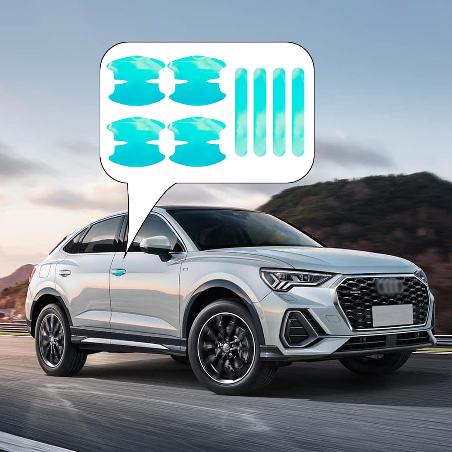 8 calcomanías protectoras para manija de puerta de automóvil, deslumbrantes protectores reflectantes de borde de puerta de automóvil, accesorios