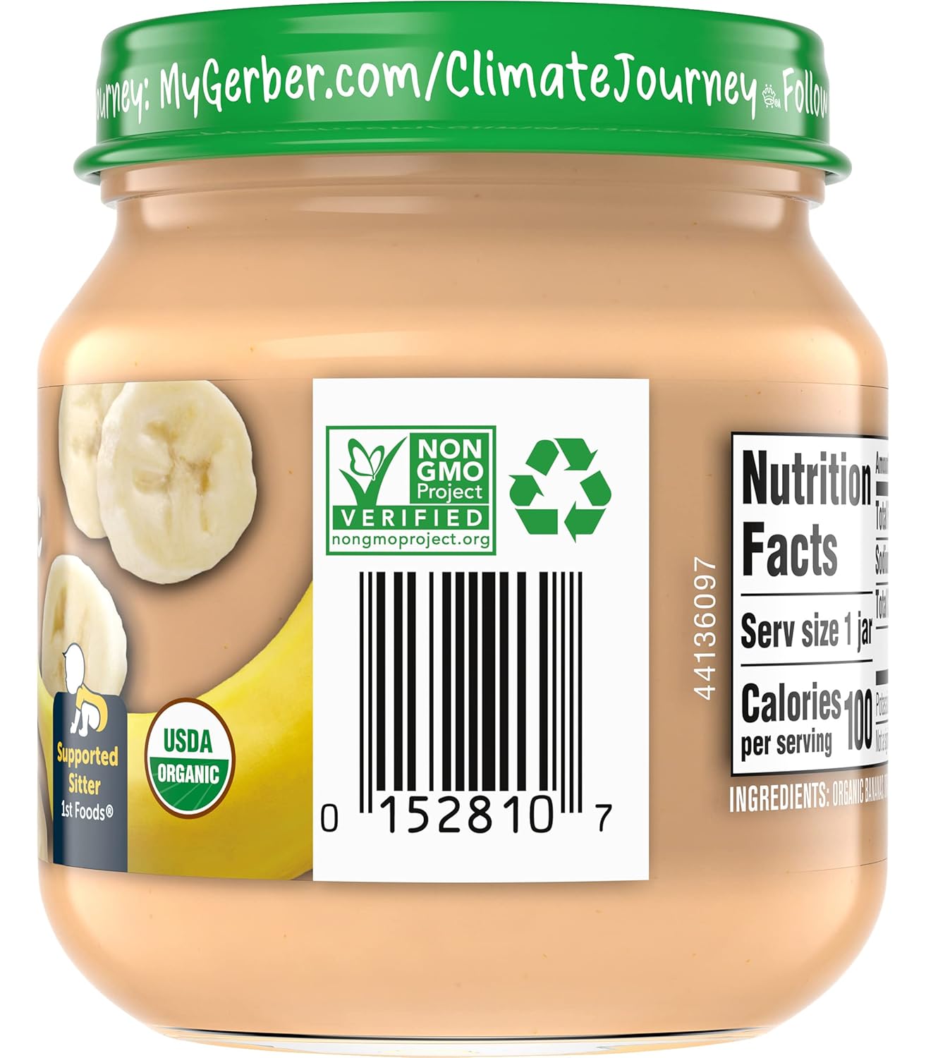 Gerber Organic for Baby 1st Foods Tarro de comida para bebés, plátano, hecho con productos orgánicos y sin OMG, alimentos orgánicos para bebés,