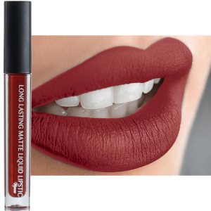 Mynena Lápiz labial líquido mate rojo parduzco de larga duración, impermeable, ligero para alta comodidad, uso durante todo el día, sin talco, sin Mynena Lápiz labial líquido mate rojo parduzco de larga duración, impermeable, ligero para alta comodidad, uso durante todo el día, sin talco, sin