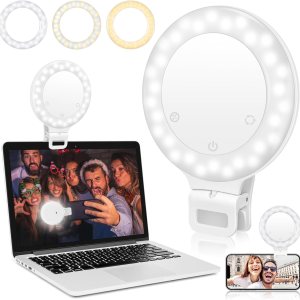 Anillo de luz, 3 modos de luz, luz para selfie, recargable, batería de gran capacidad, portátil, 60 LED, brillo ajustable, luz con clip para laptop, Anillo de luz, 3 modos de luz, luz para selfie, recargable, batería de gran capacidad, portátil, 60 LED, brillo ajustable, luz con clip para laptop,