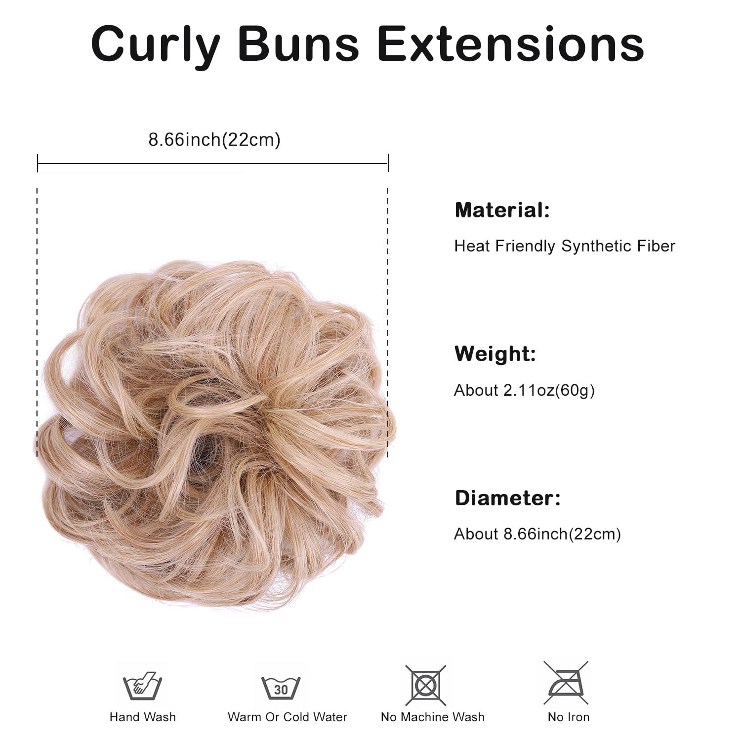 DAYCEN Moño desordenado de fibra sintética resistente al calor, moño rizado alrededor de extensiones de cabello (pimienta salada)