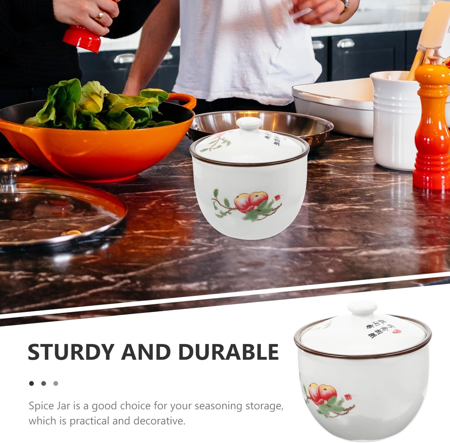 Tarro de cerámica para condimentos, azucarero, para especias, recipientes con tapas, contenedor de granos de café, accesorios de mesa, adorable