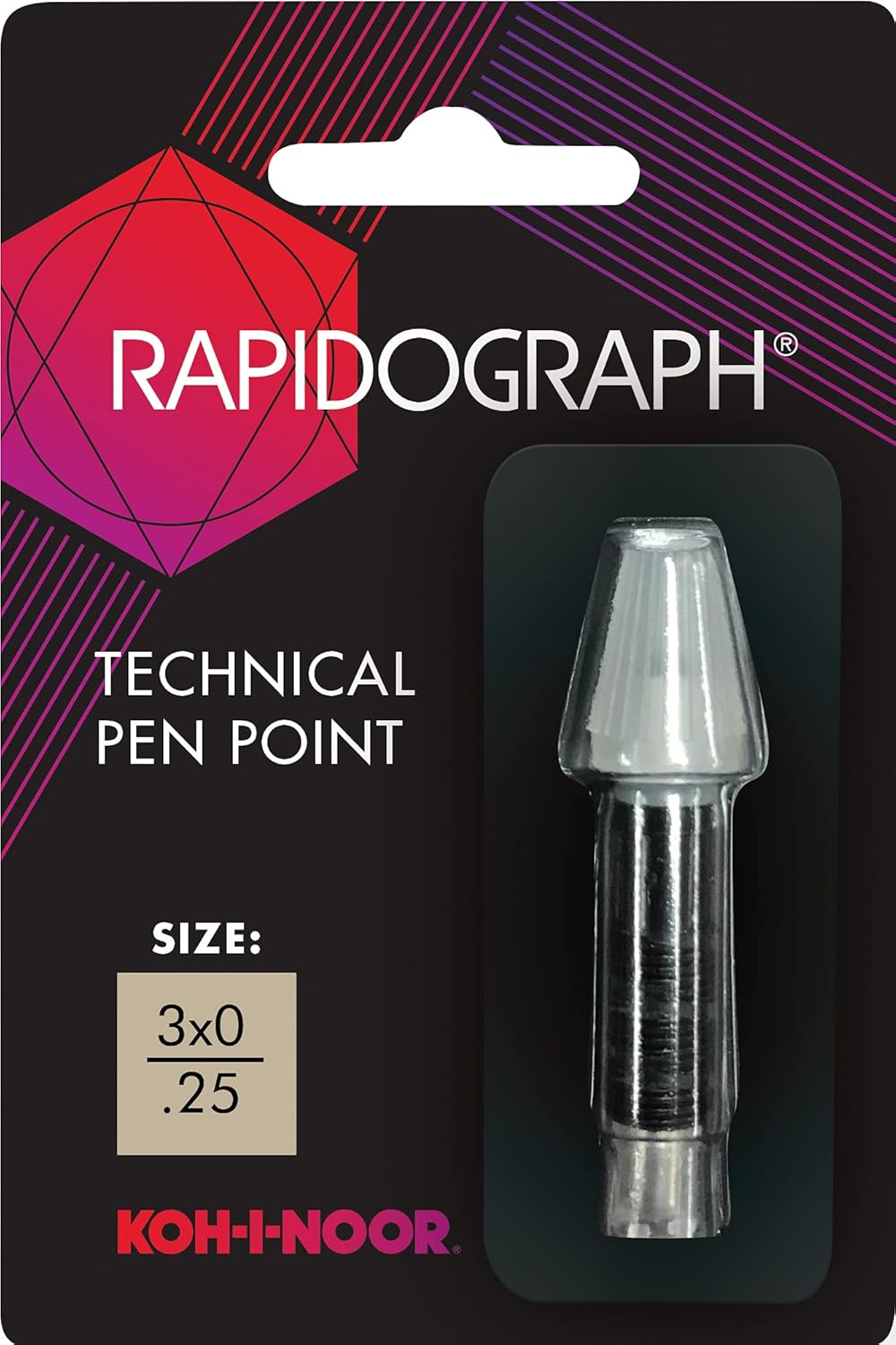 Koh-I-Noor Rapidograph – Punta de repuesto de acero inoxidable (0.098 pulgadas, 1 unidad (72D.ZZZ), color negro