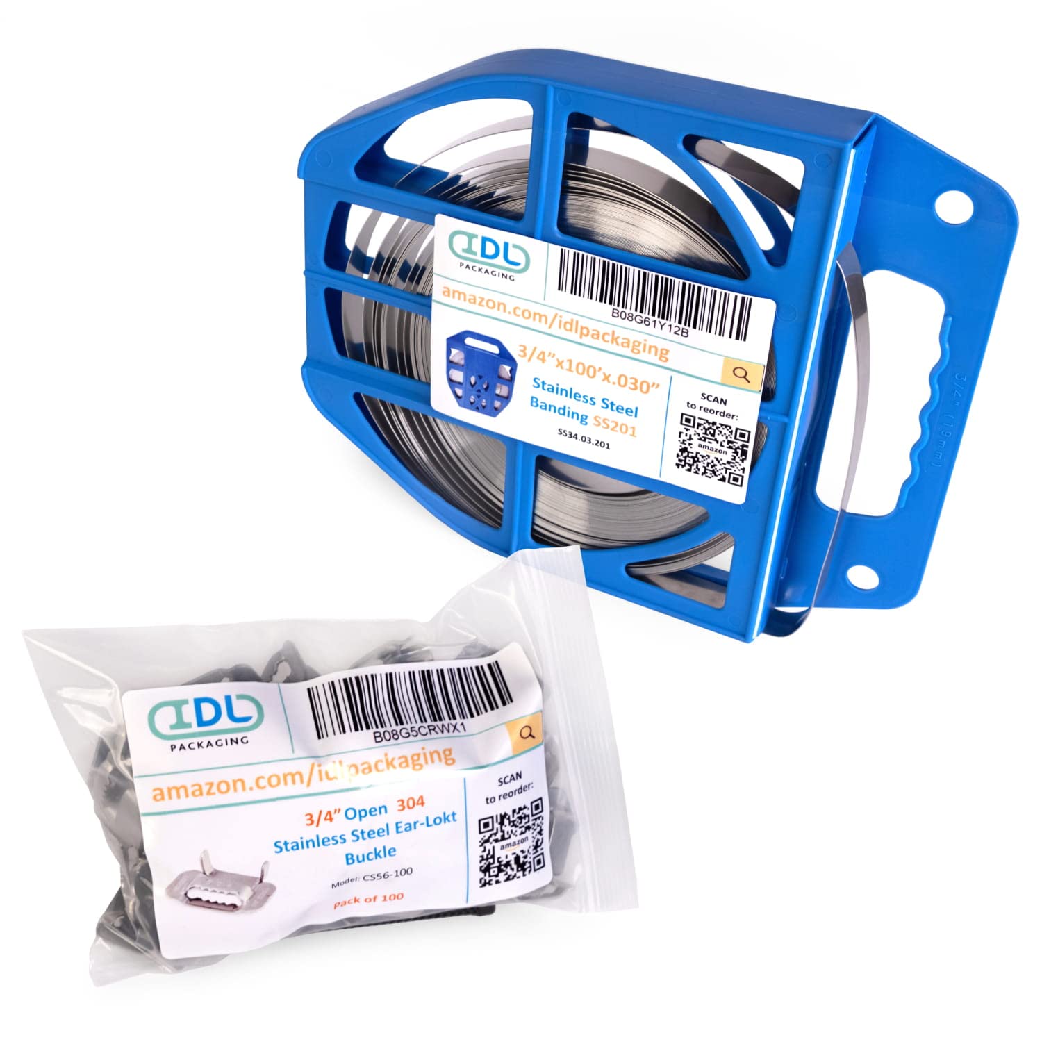 IDL Packaging Repuesto para kit de bandas de acero inoxidable 201 de 34 pulgadas – Bobina de bandas de acero inoxidable 201 de 34 pulgadas x 0.03