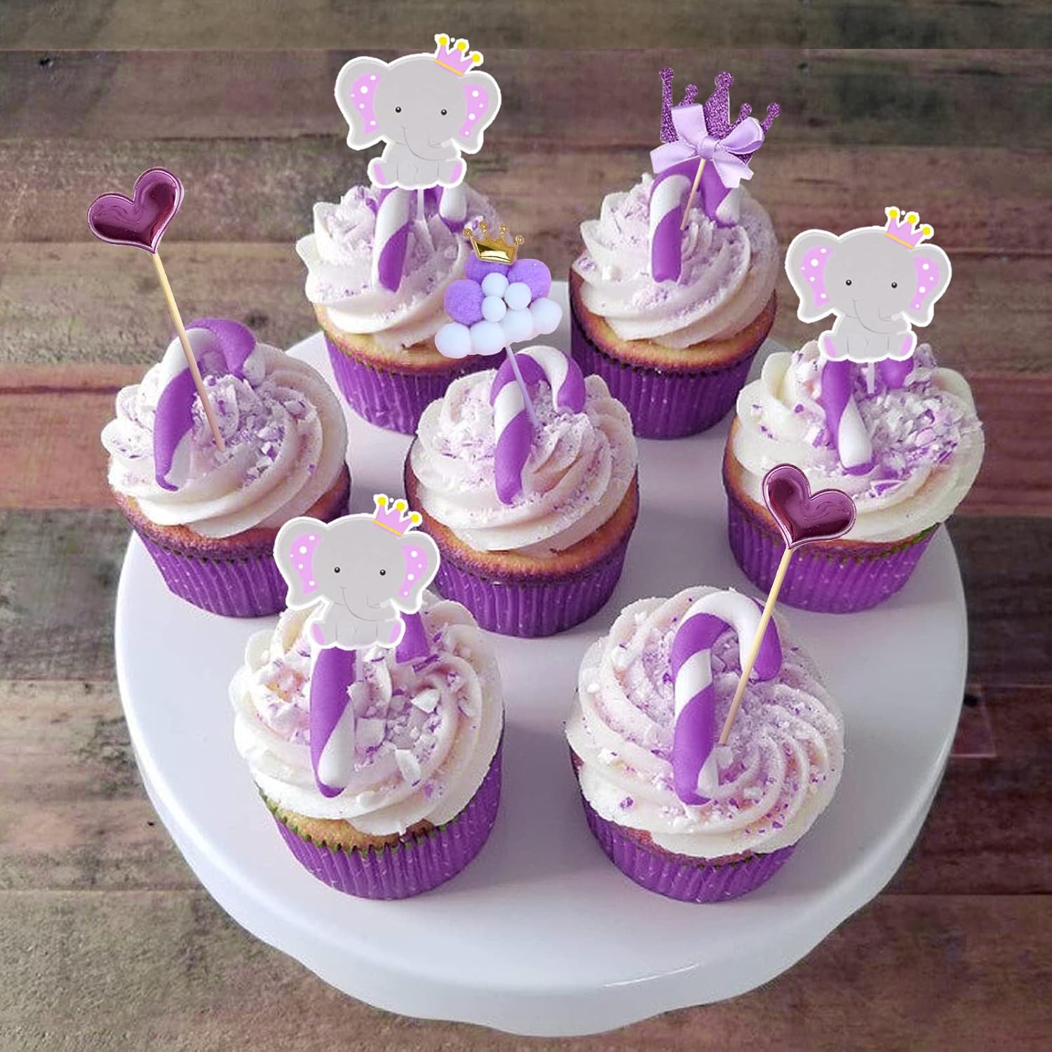 54 piezas de decoración de elefante para tartas de elefante, decoración de baby shower para niña, elefante, decoración de baby shower, decoración de